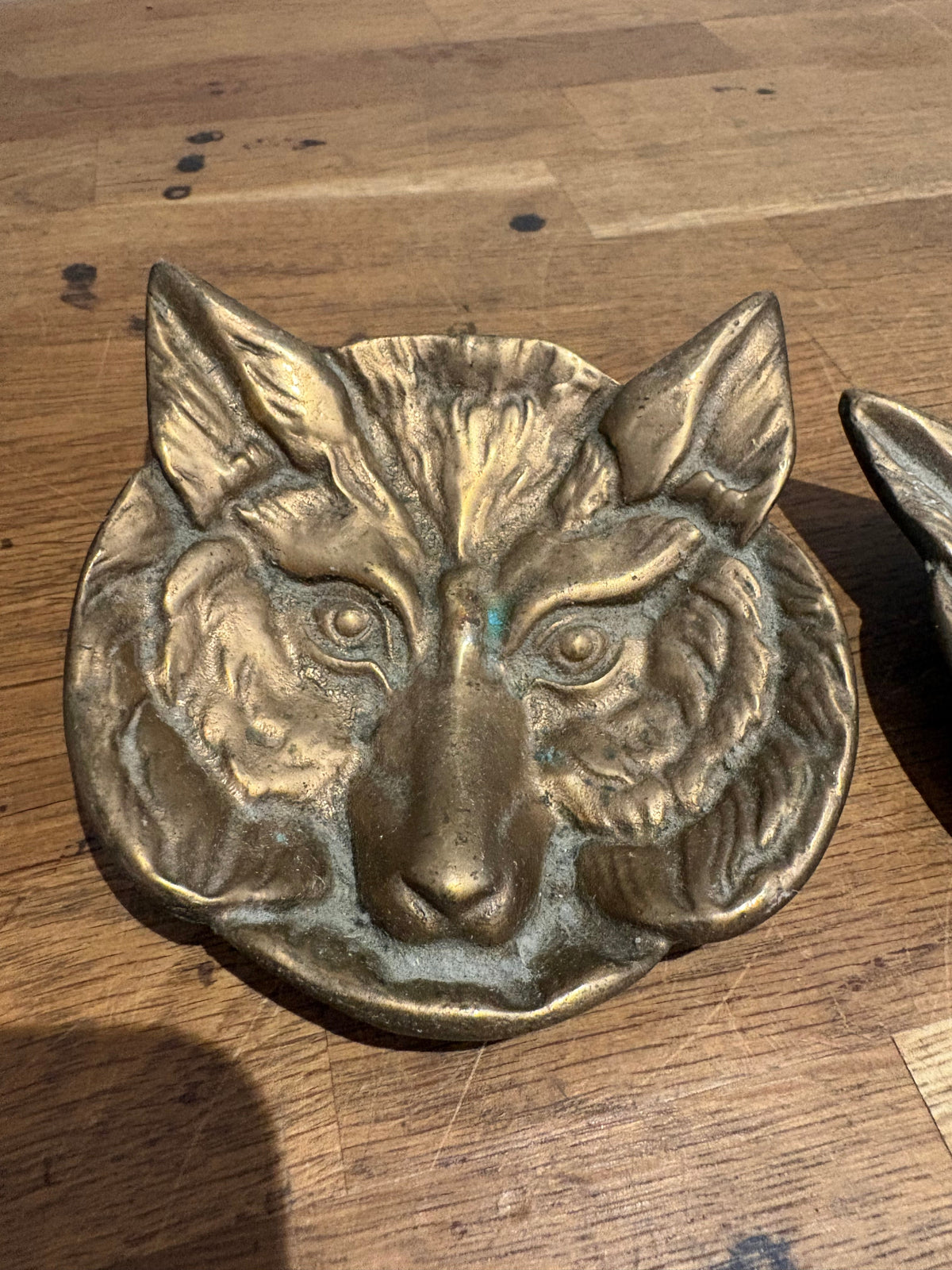 Pair Of Vintage Brass Fox Trinket/coin Dishes