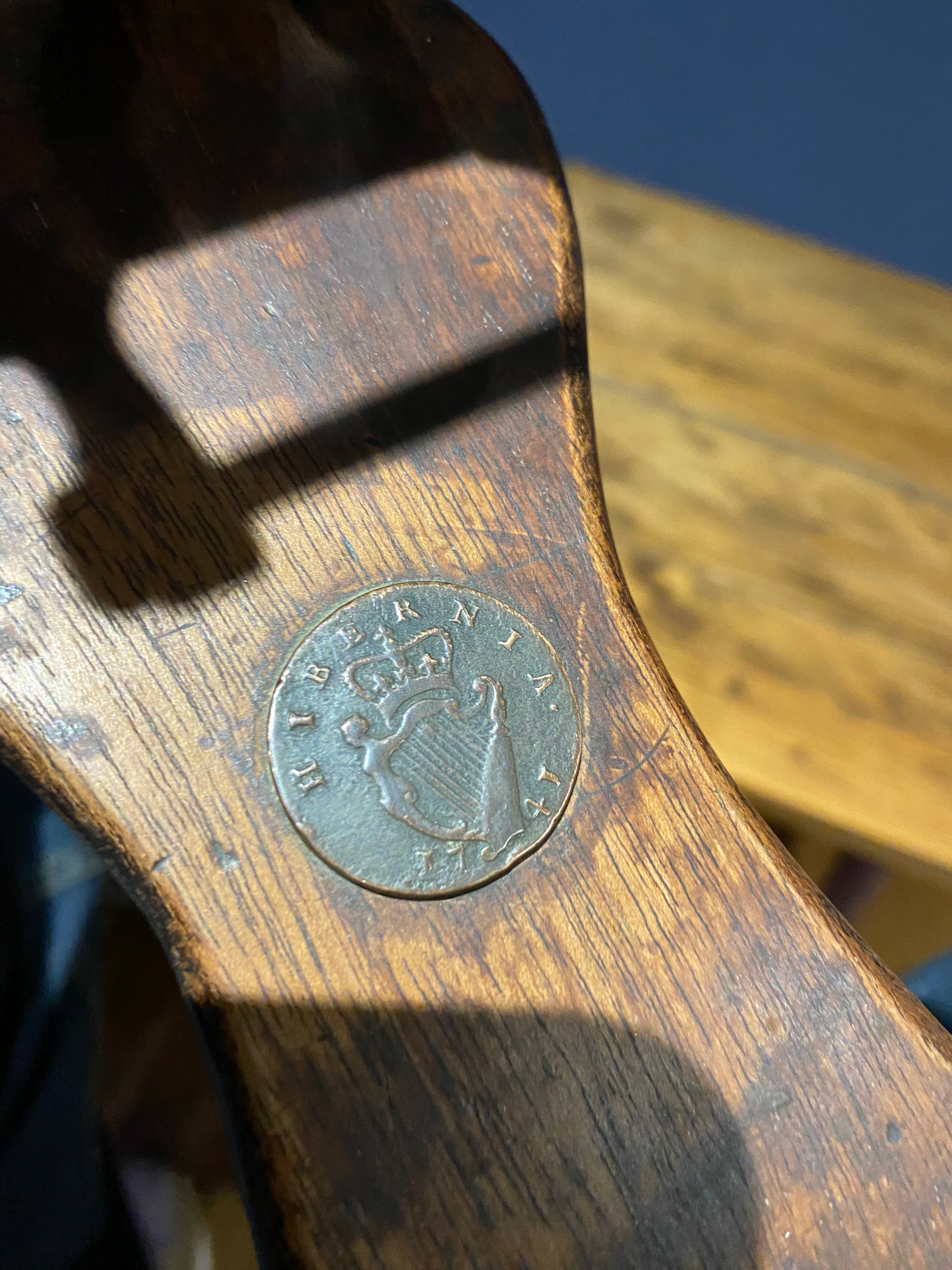 Early Mechanical Fire Bellows ,Copper, Brass, Wood , Irish Halfpenny In Handle .