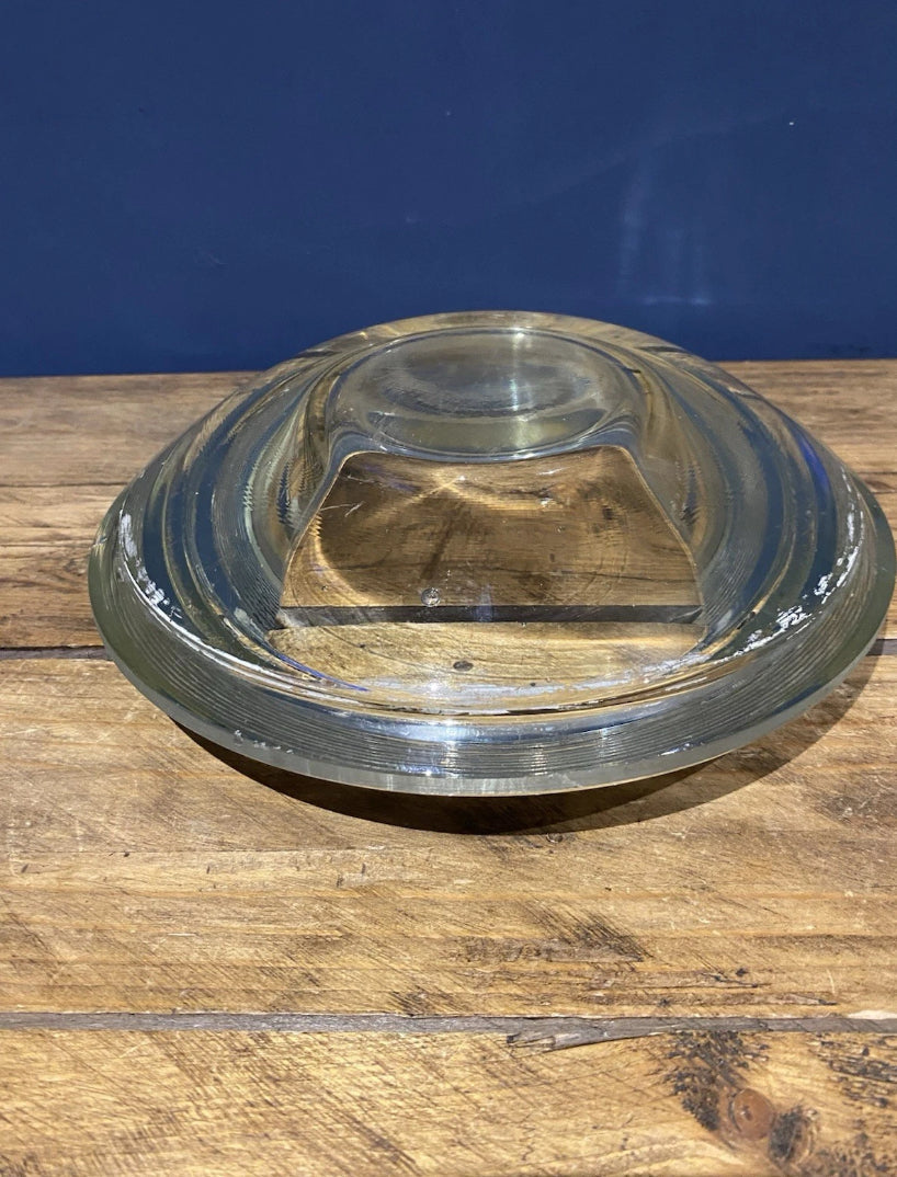 Vintage Heavy Glass Runway Light Lense, Use As An Unusual Fruit Bowl For Example