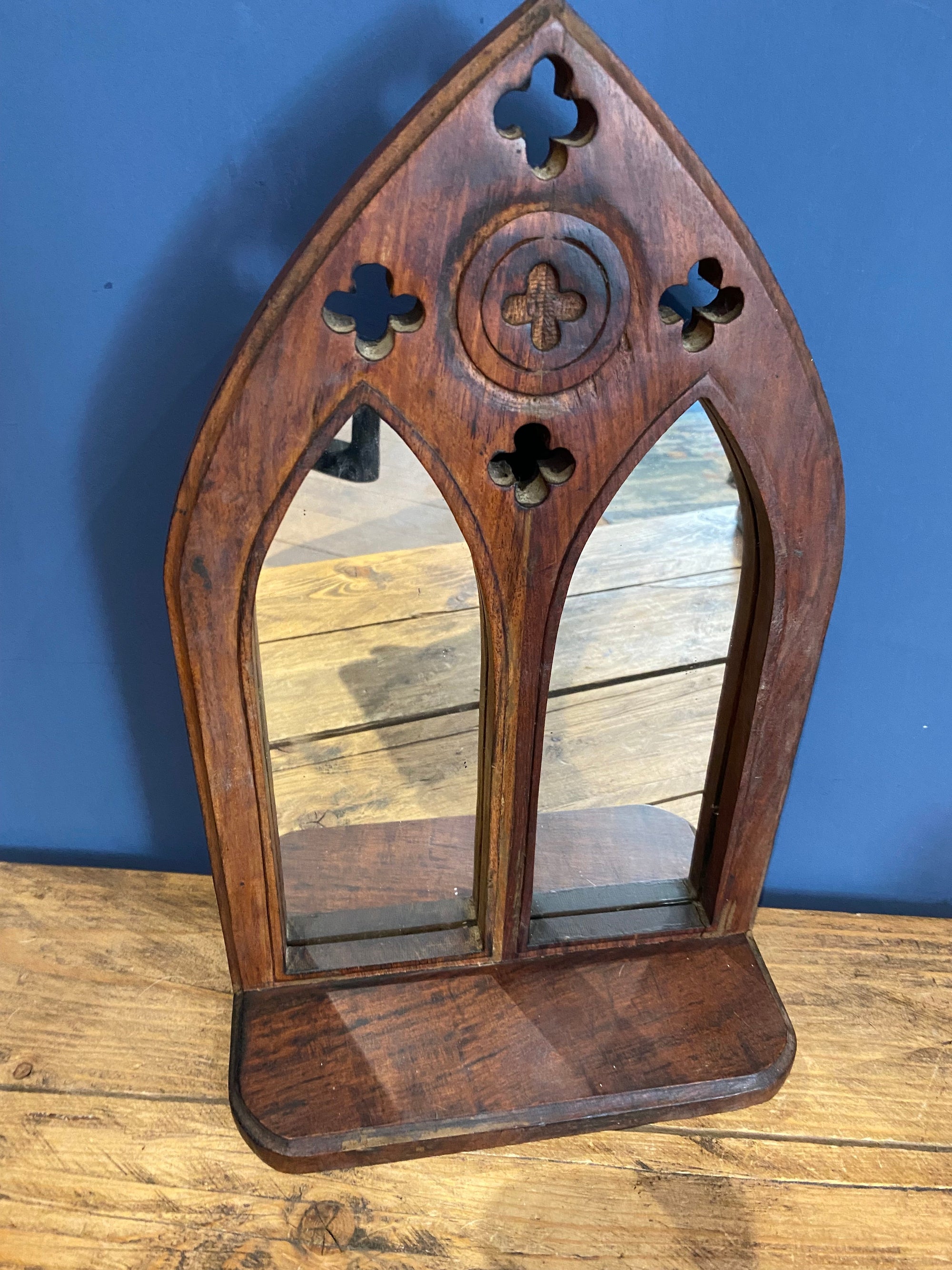 Gothic style wooden wall mirror