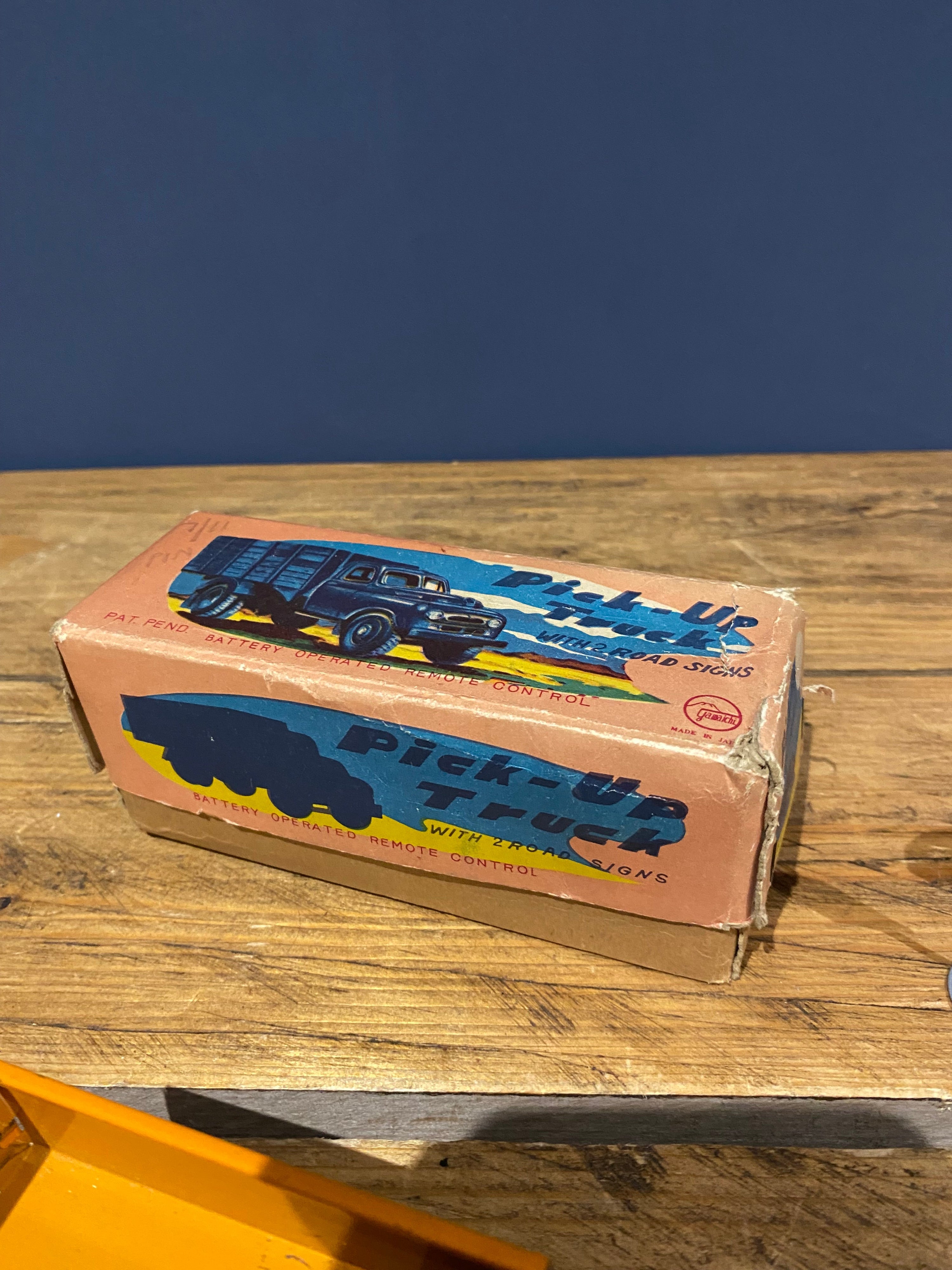 Yamaichi Pick-Up Truck Remote Controlled with x2 Road Signs Tin Plate 1950s