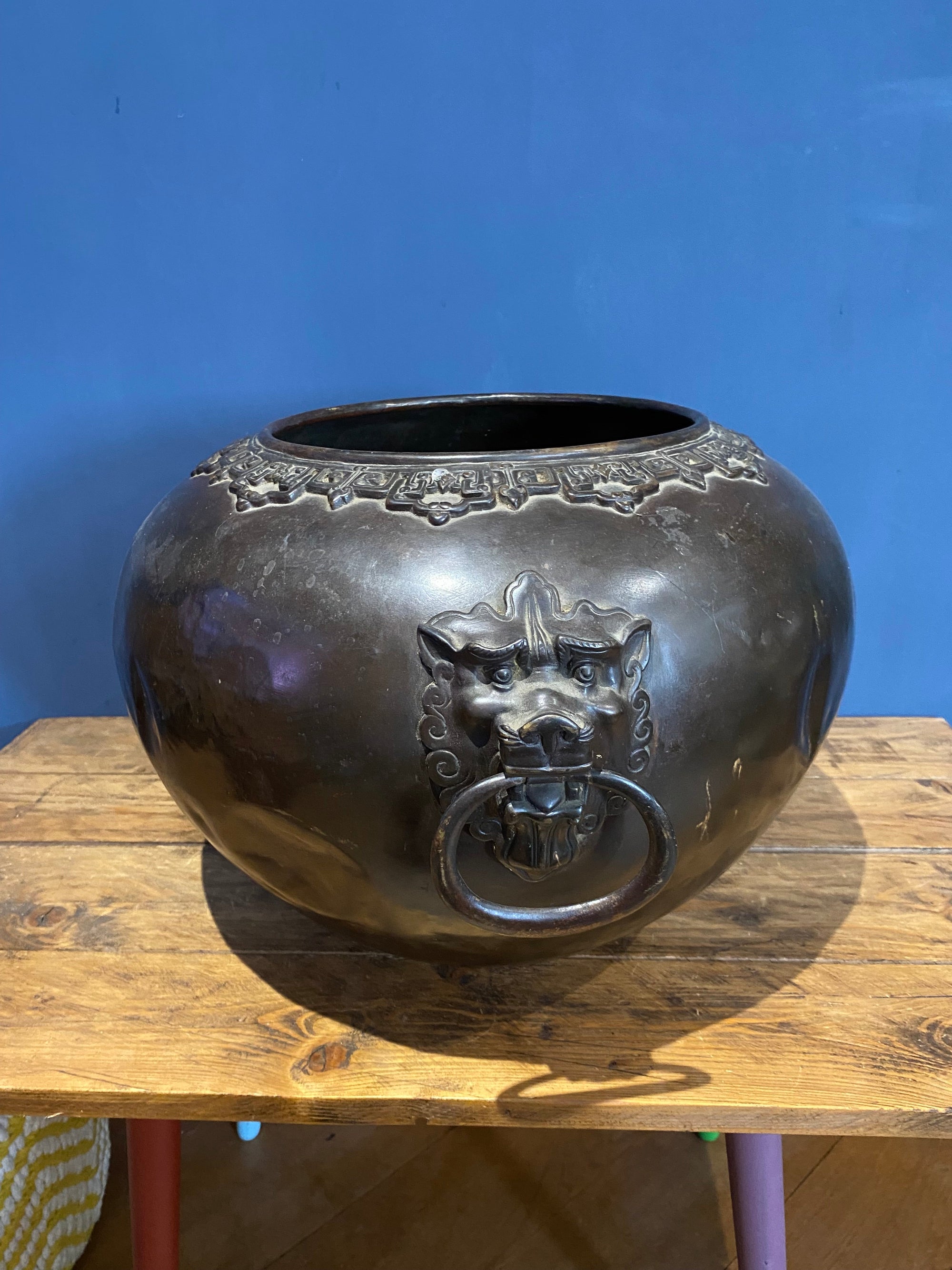 Large Antique Bronze Chinese Jardiniere Planter, Please See Photos.