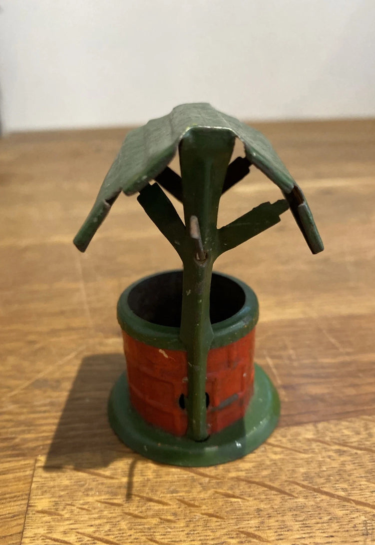 Vintage Tin Plate Toy Well , Wishing Well , Garden Well