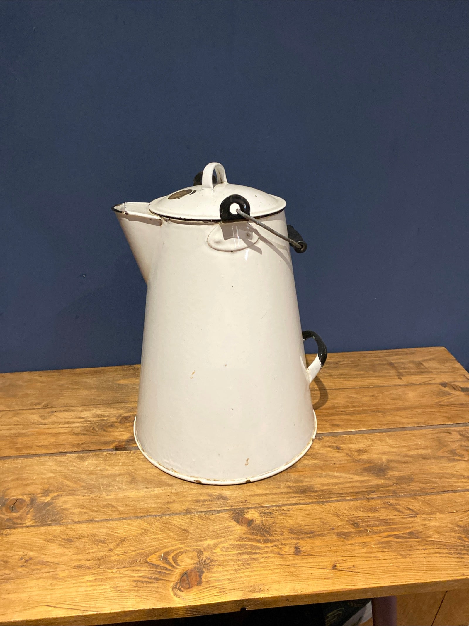 Extra Large Vintage French Enamel Coffee Pot / Water Jug / Milk Jug