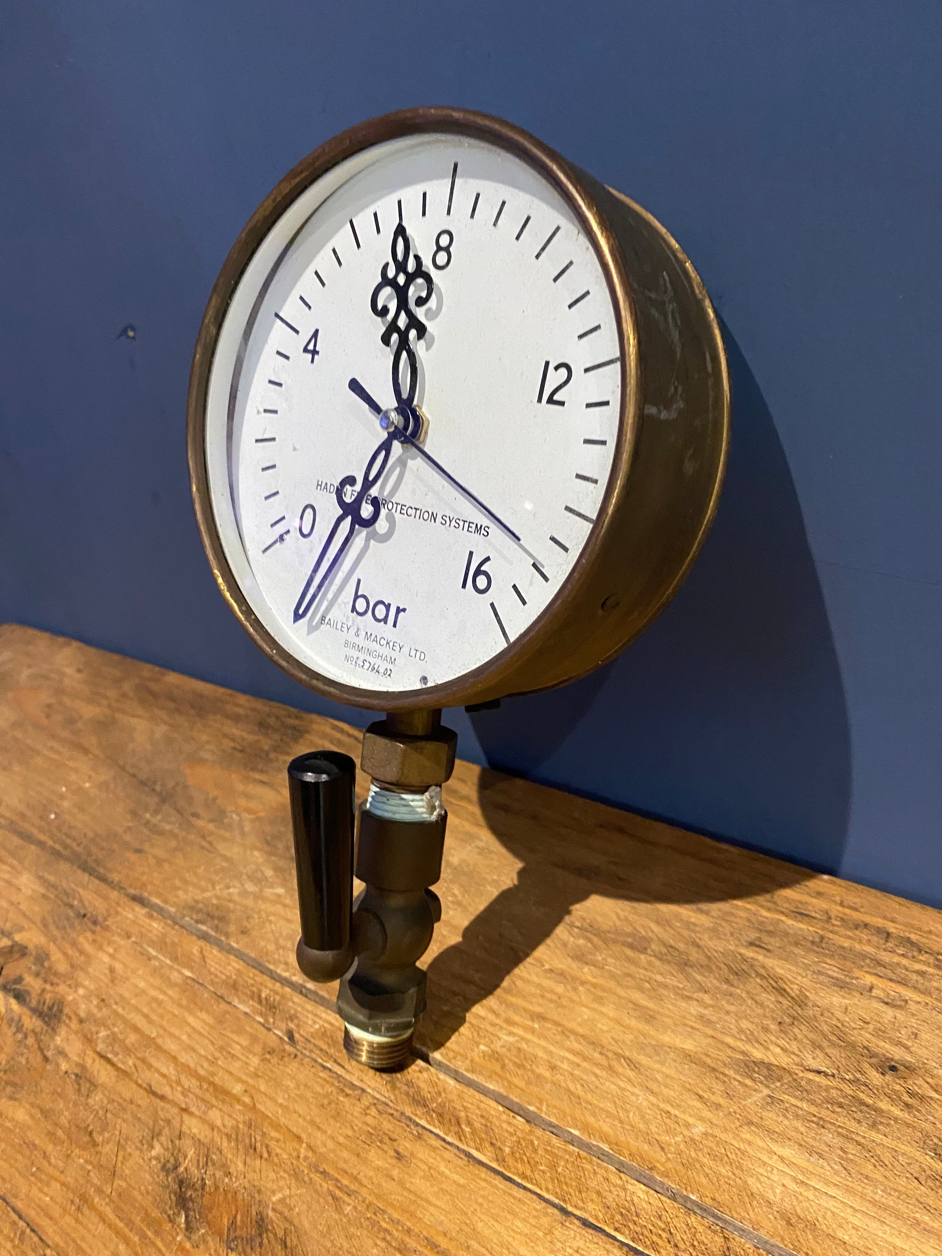 Vintage Haden Fire Protection, Baily & Mackey . Upcycled Gauge, Into A Clock