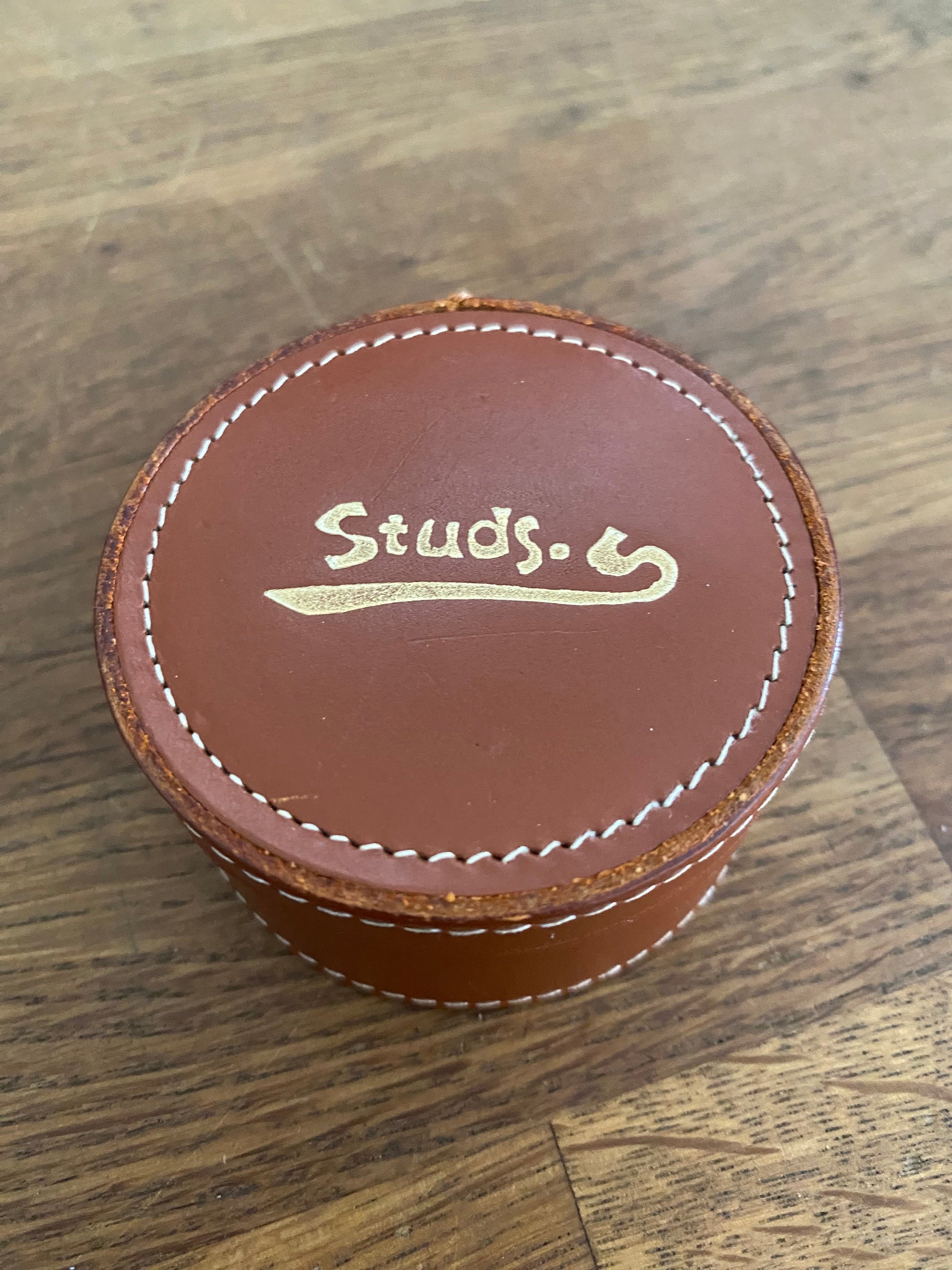 Vintage Real Hide Stud Box , Leather Box