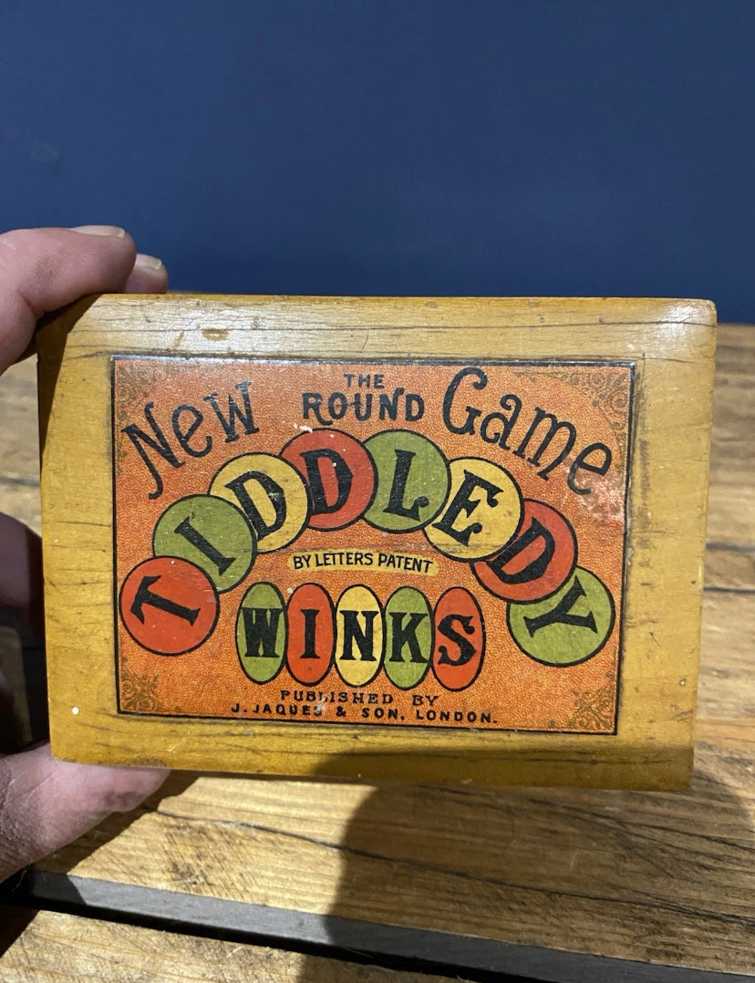 Rare J Jaques & Son Tiddledy Winks Game , Wooden Box Not Cardboard Version.