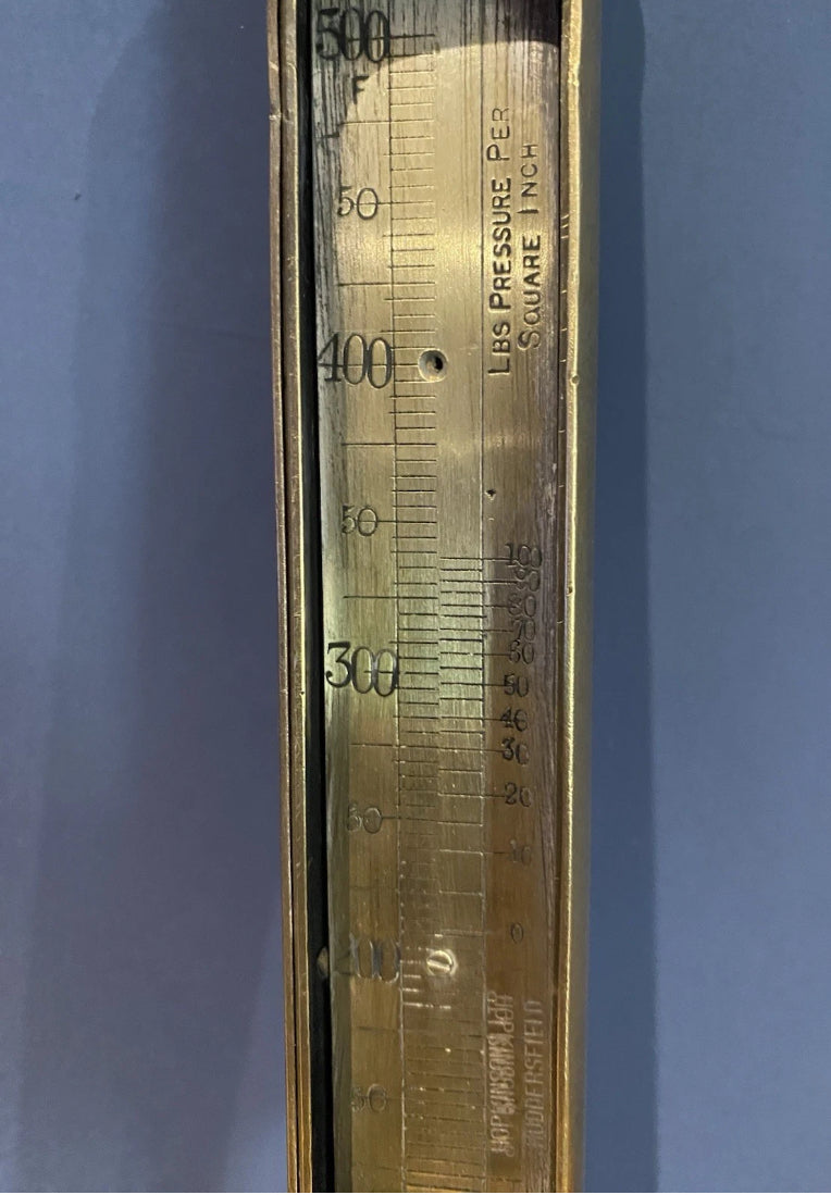 Antique/ Vintage Brass Steam Thermometer, Industrial / Steam Engine