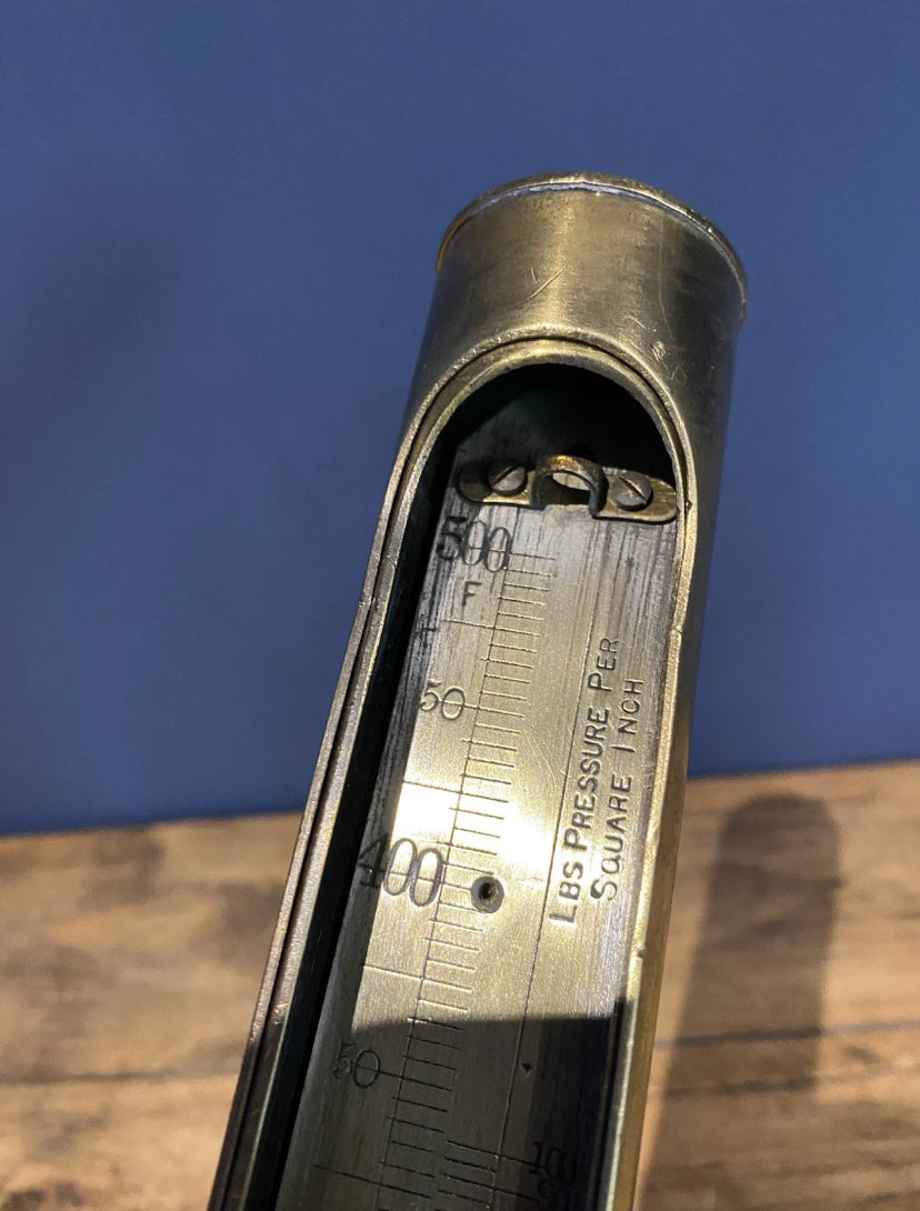 Antique/ Vintage Brass Steam Thermometer, Industrial / Steam Engine