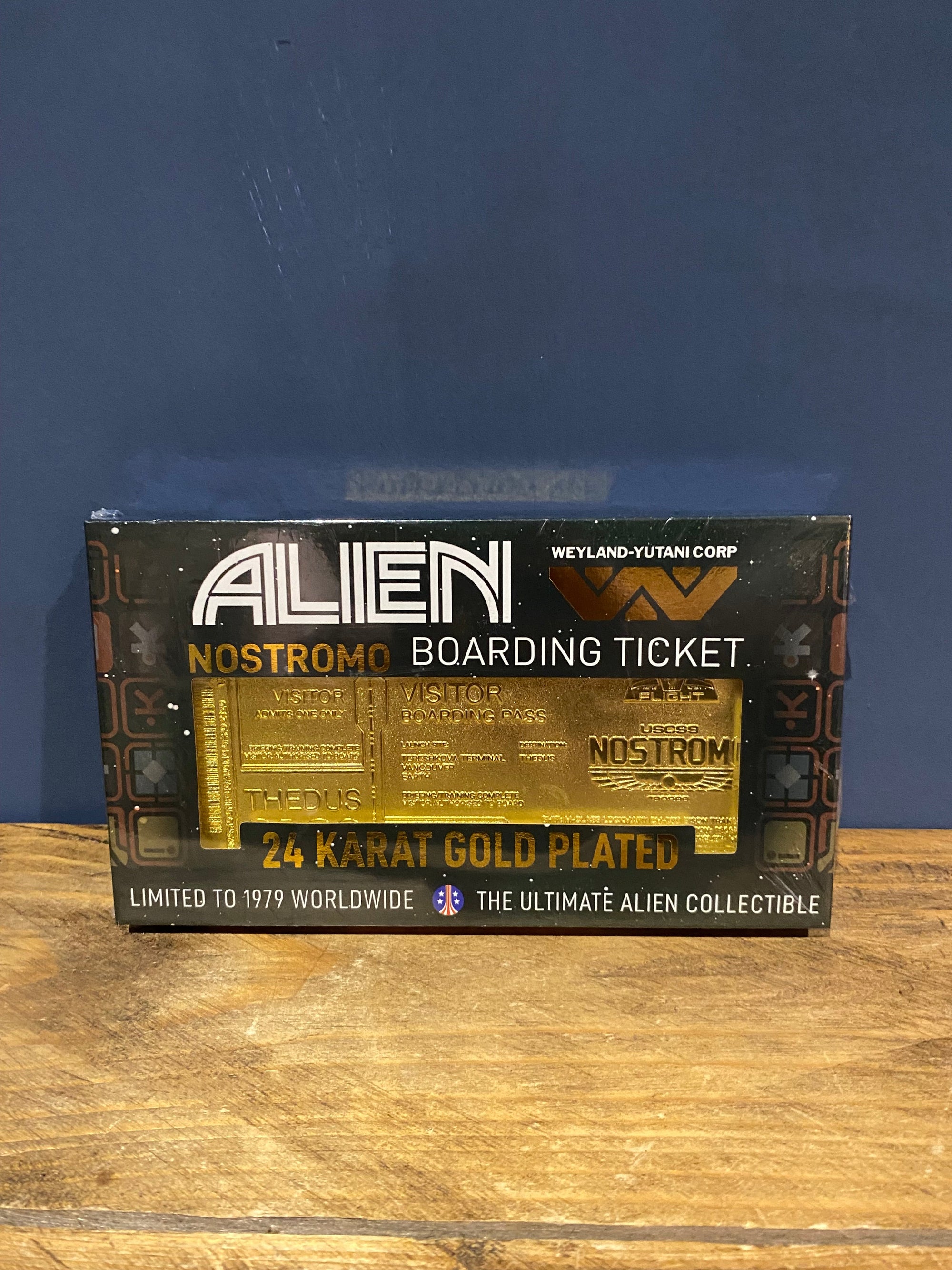 Limited Ed , Alien , Nostromo Boarding Ticket, 24k Gold Plated