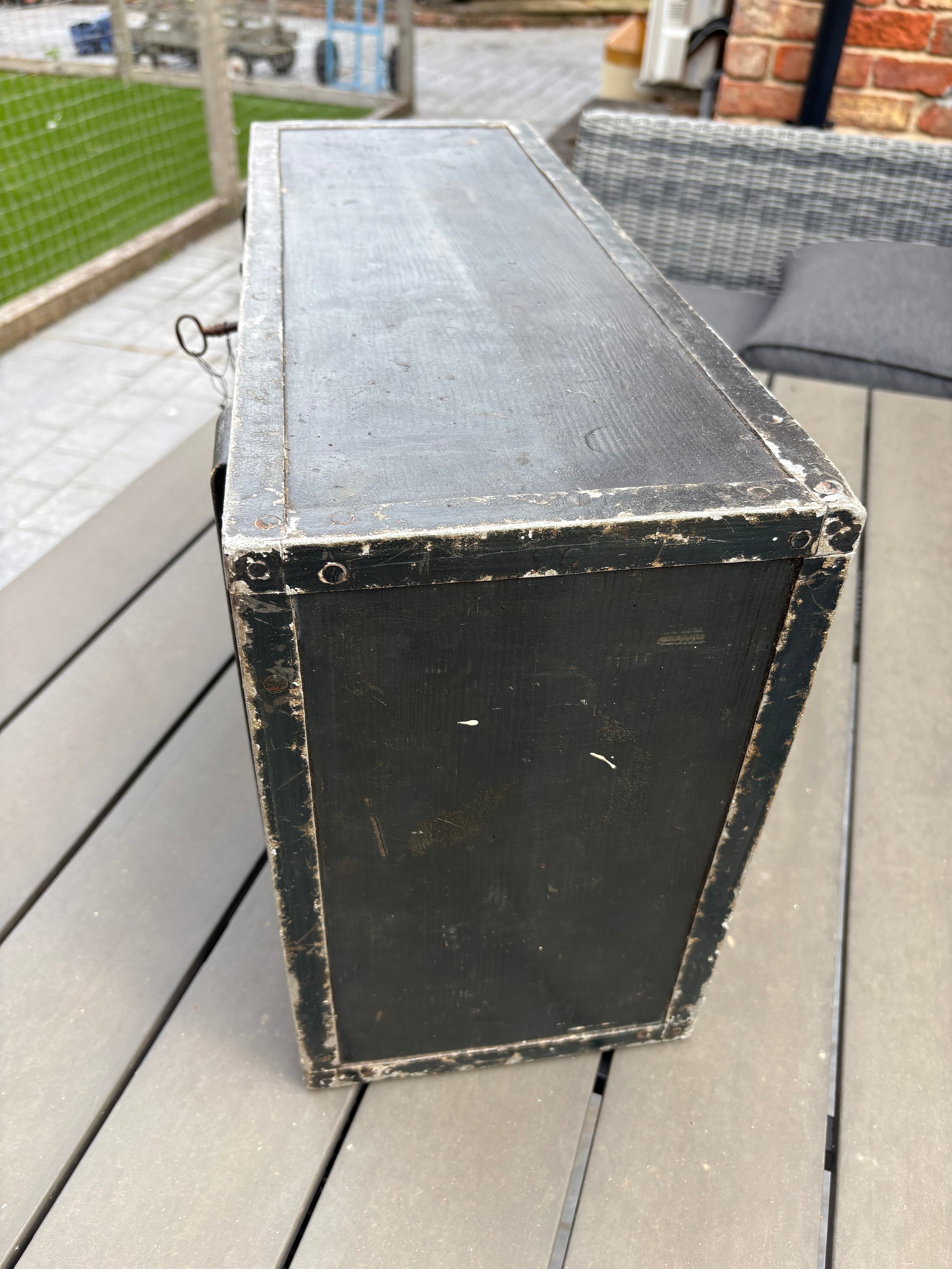 Vintage Wooden Toolbox/ Tool Chest. Metal Edges