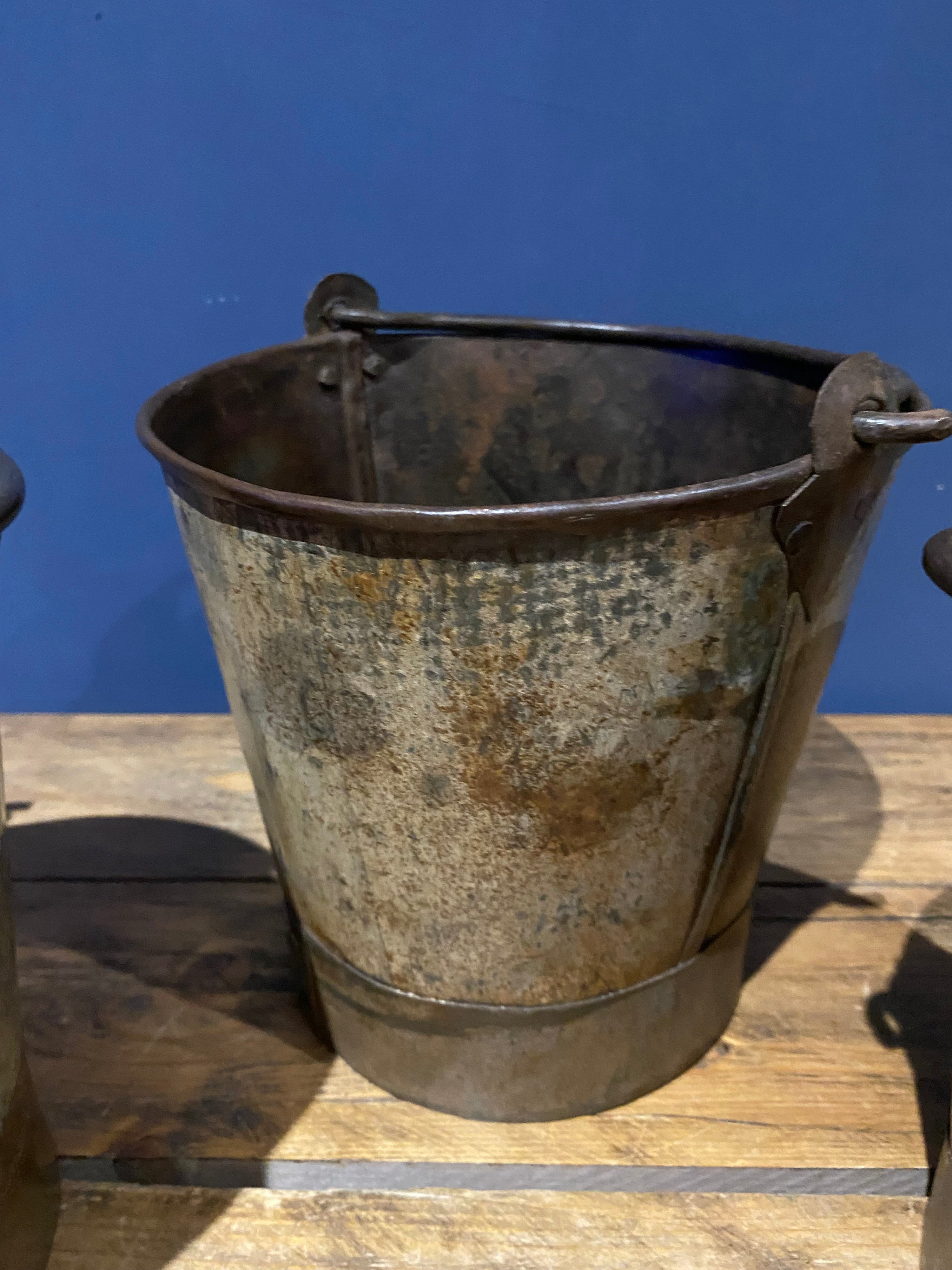 3 X Vintage Galvanised Buckets , Medium