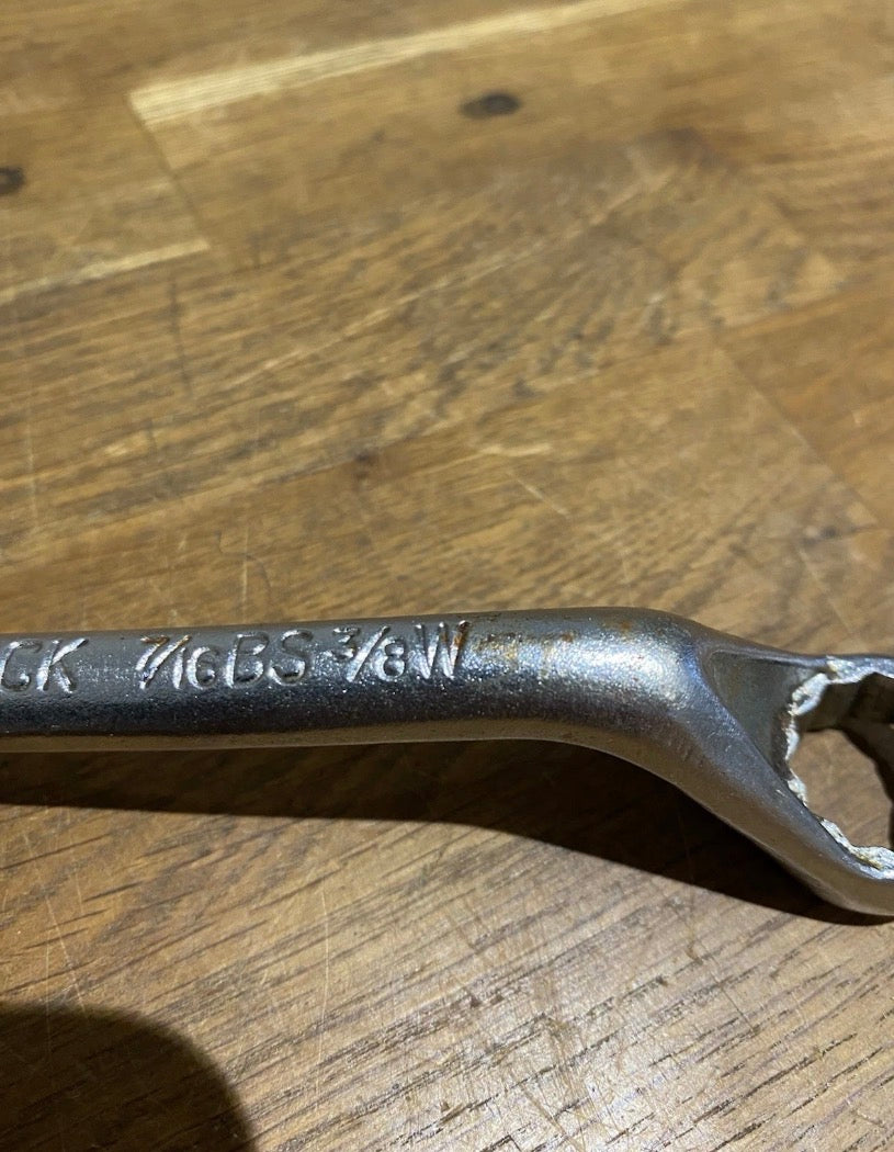 Vintage King Dick Offset Ring Spanner Ddw205 , 3/8bs, 5/16W + 7/16BS , 3/8W