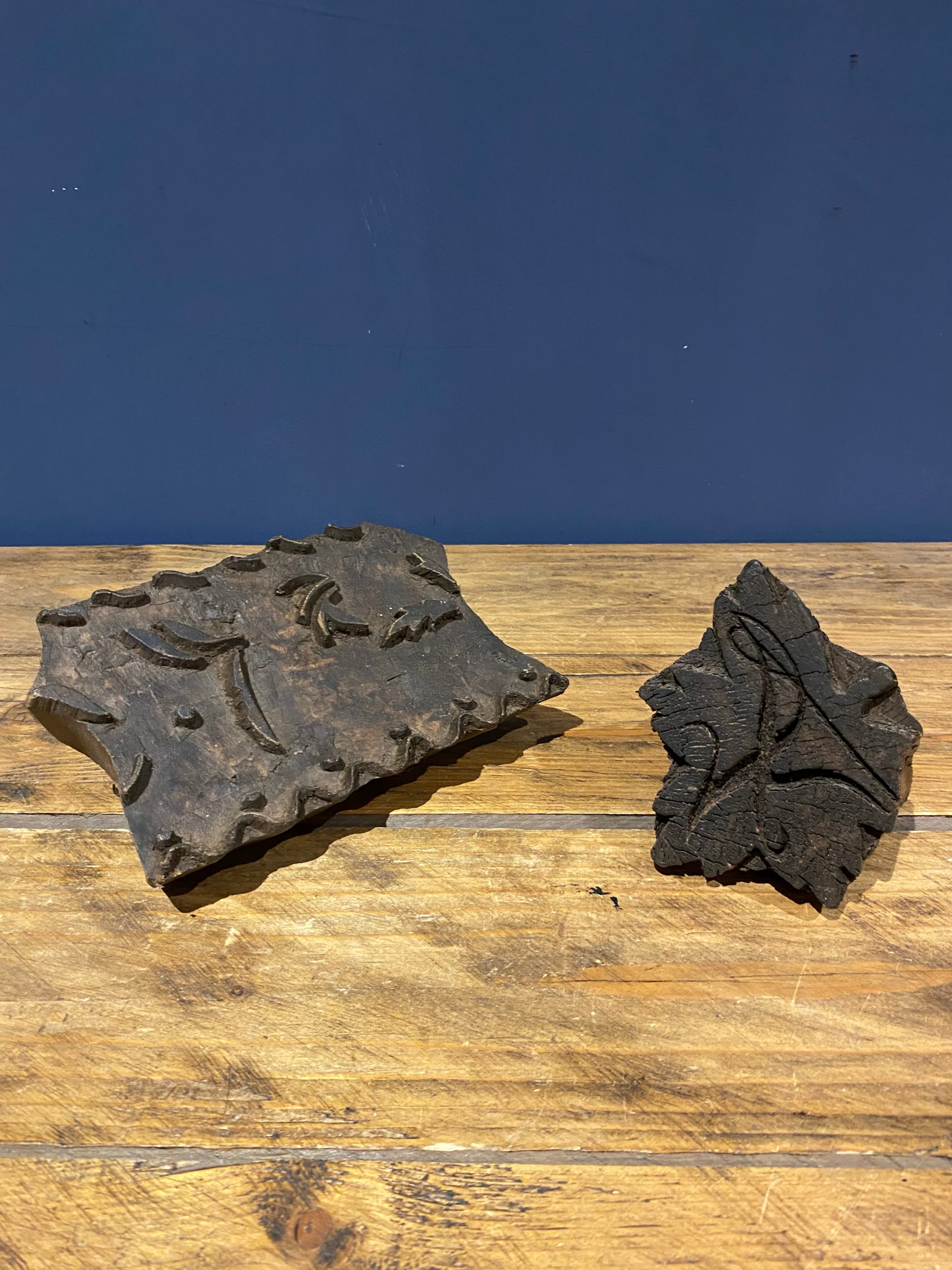 Early Antique Wooden Print Blocks or Stamps