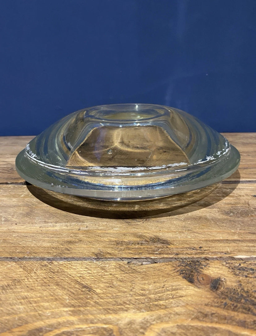 Vintage Heavy Glass Runway Light Lense, Use As An Unusual Fruit Bowl For Example