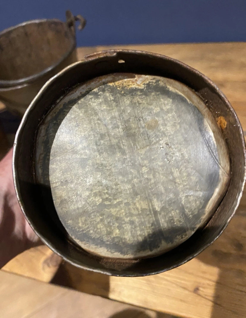 Vintage Small Galvanised/ Steel Buckets / Flower Buckets , Plenty Of Patina X3