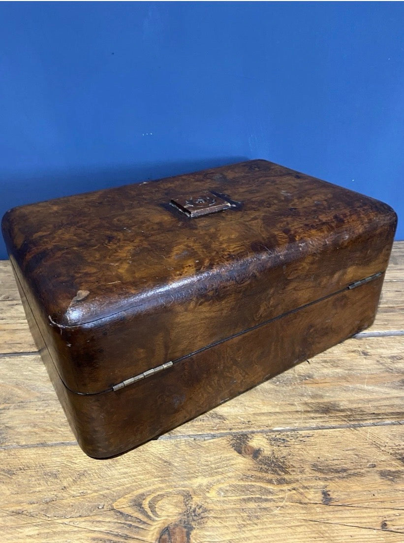 Antique Box / Writing Slope In Need Of Tlc , Secret Compartment.