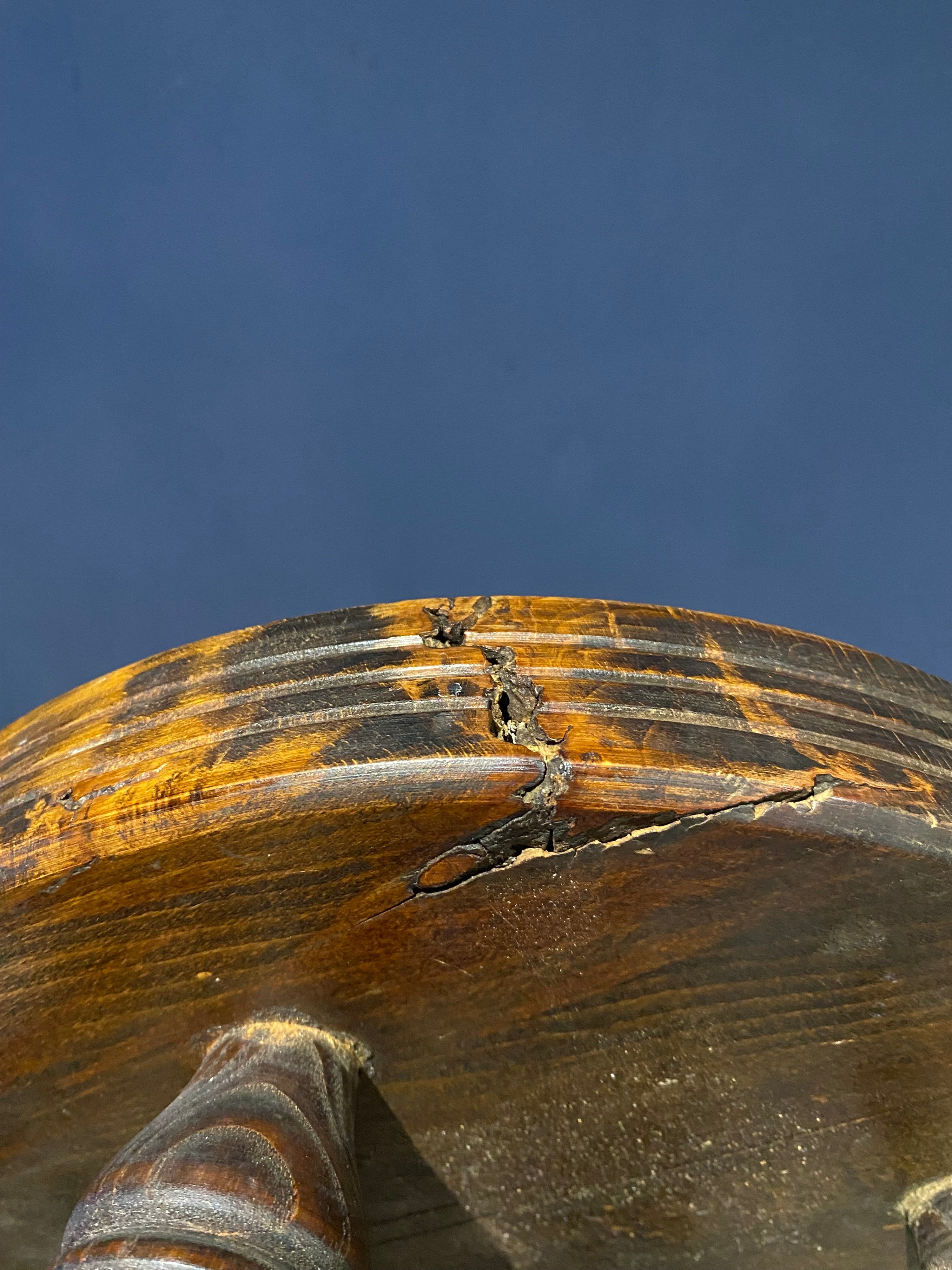 Antique Oak Stool with Beautiful Grain And Patina