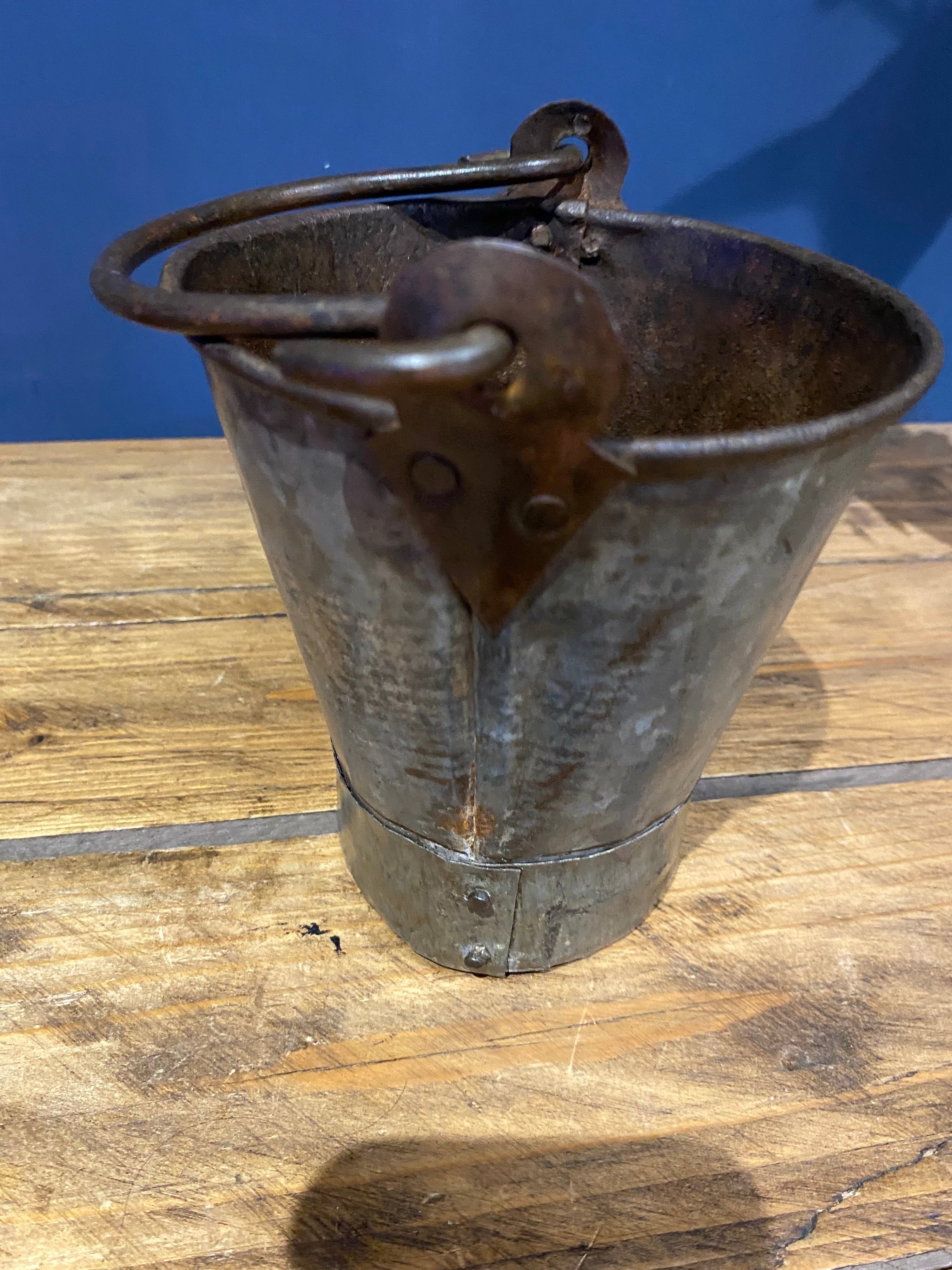 Vintage Small Galvanised/ Steel Buckets / Flower Buckets , Plenty Of Patina X3