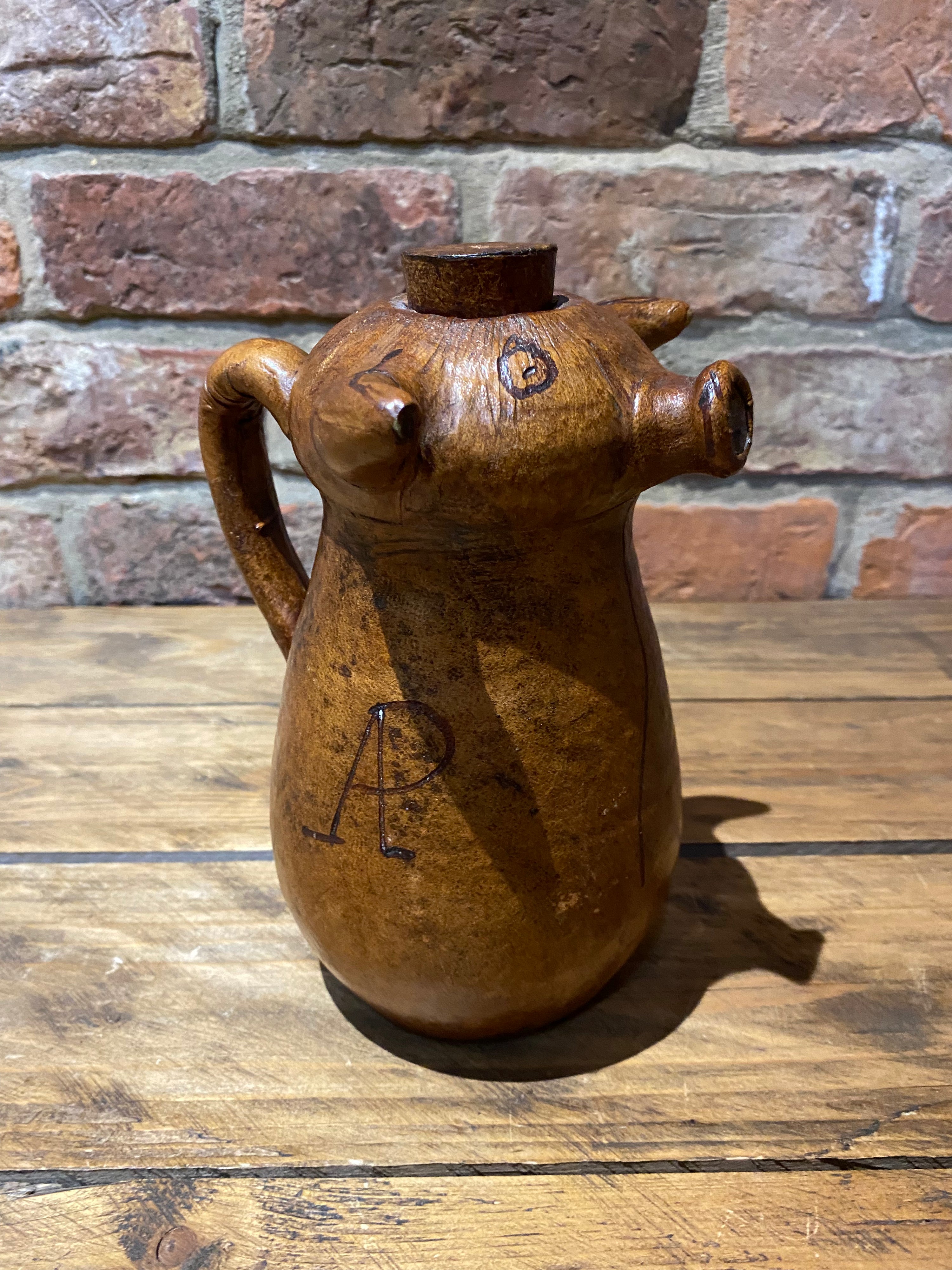 Vintage Spanish Leather Covered Jug or Bottle | Leather Decanter | Wilson Fox Antiques