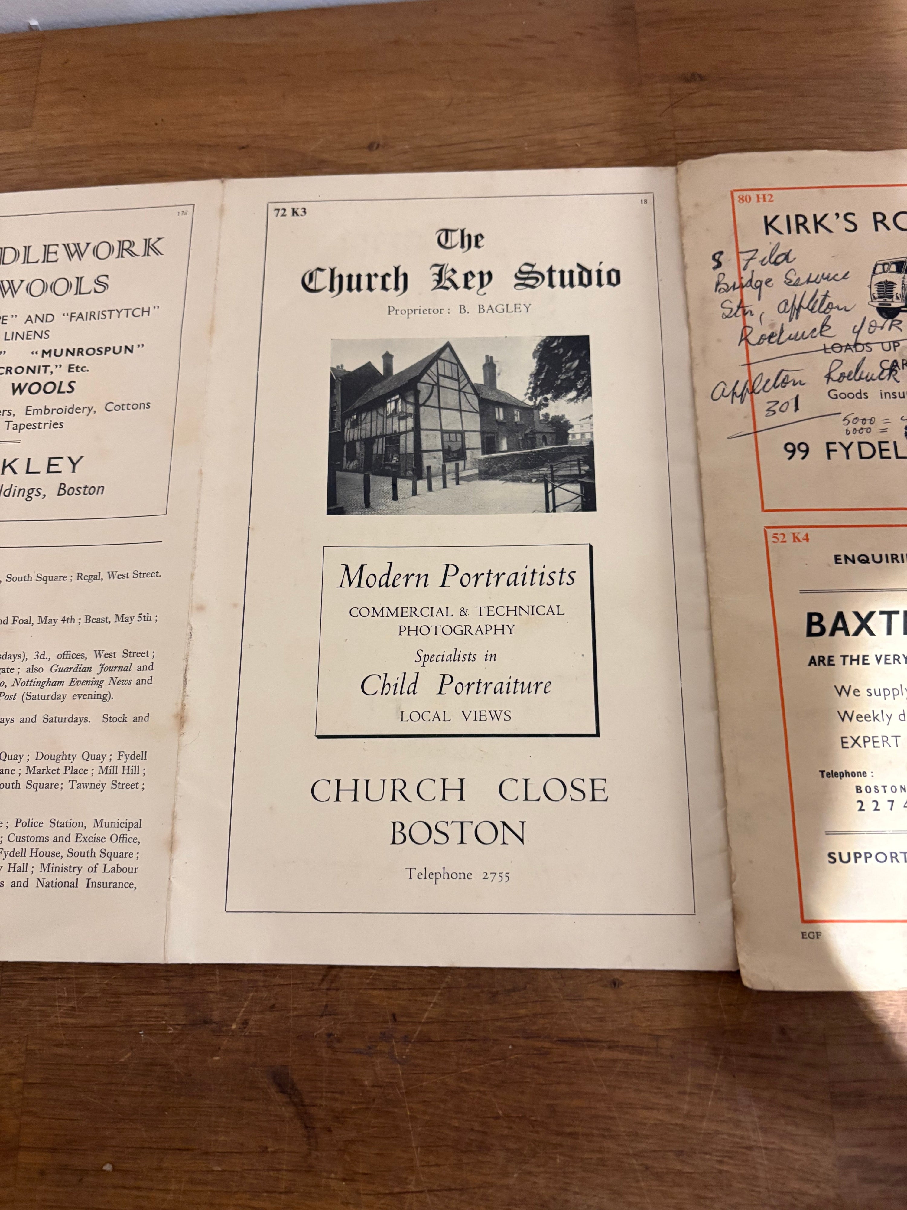 Vintage 1930’s-1950’s Burrows Pointer Guide Map Of Boston UK , Third Edition
