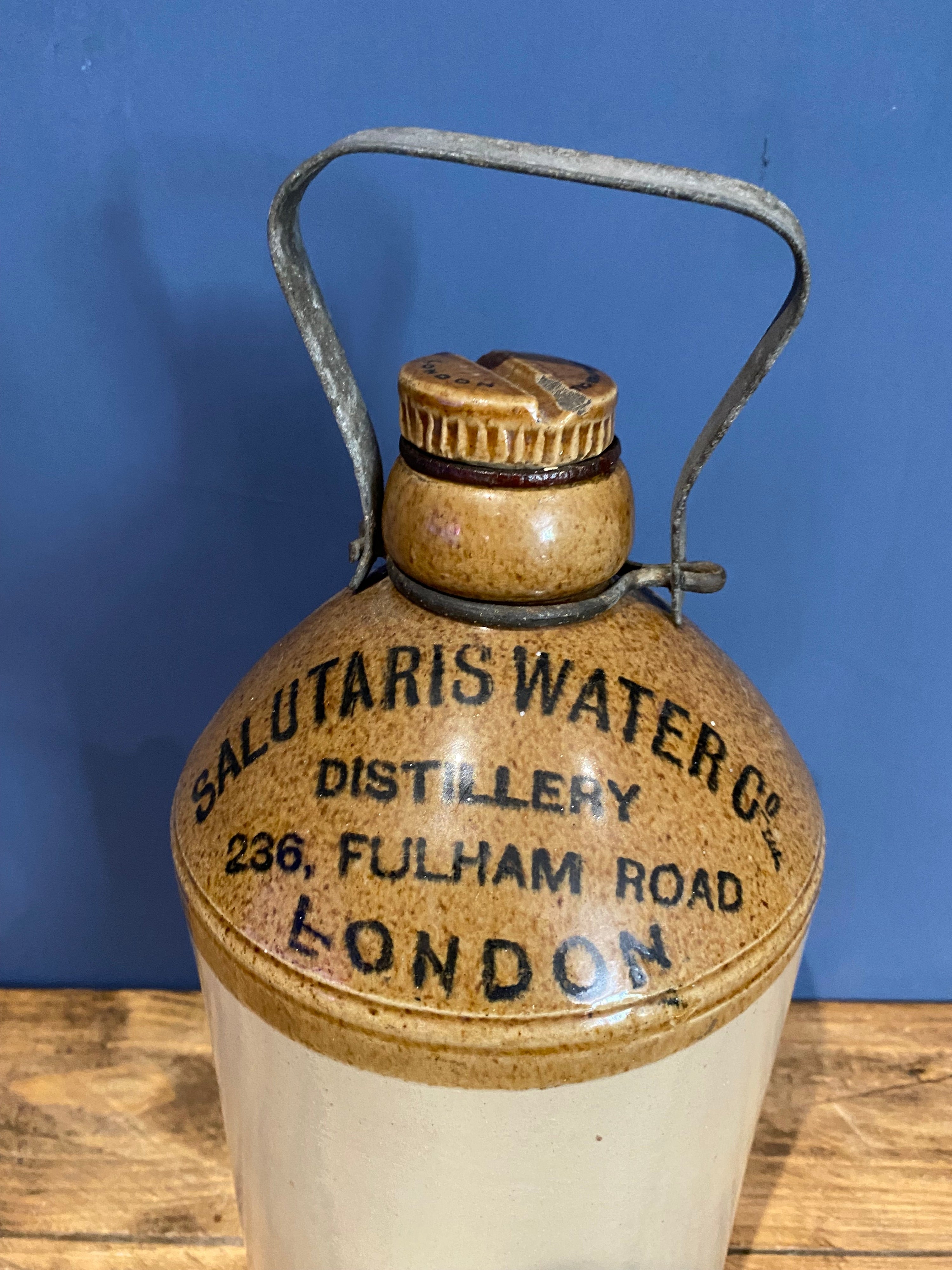 Vintage Salutaris Water Co , Stoneware Bottle / Flagon / Pot