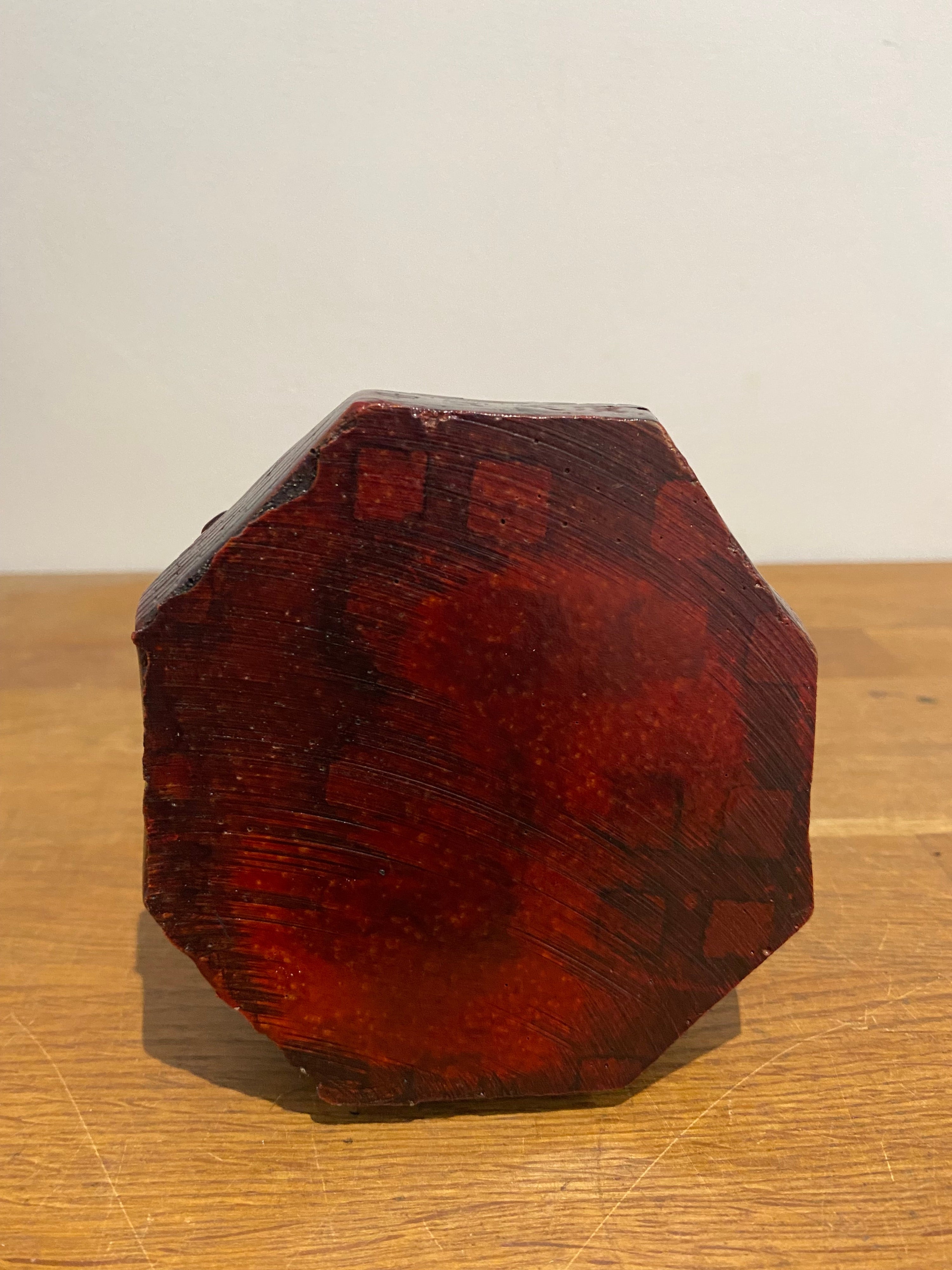 Small Resin Chinese Temple Ornament, Ox Blood Colour .