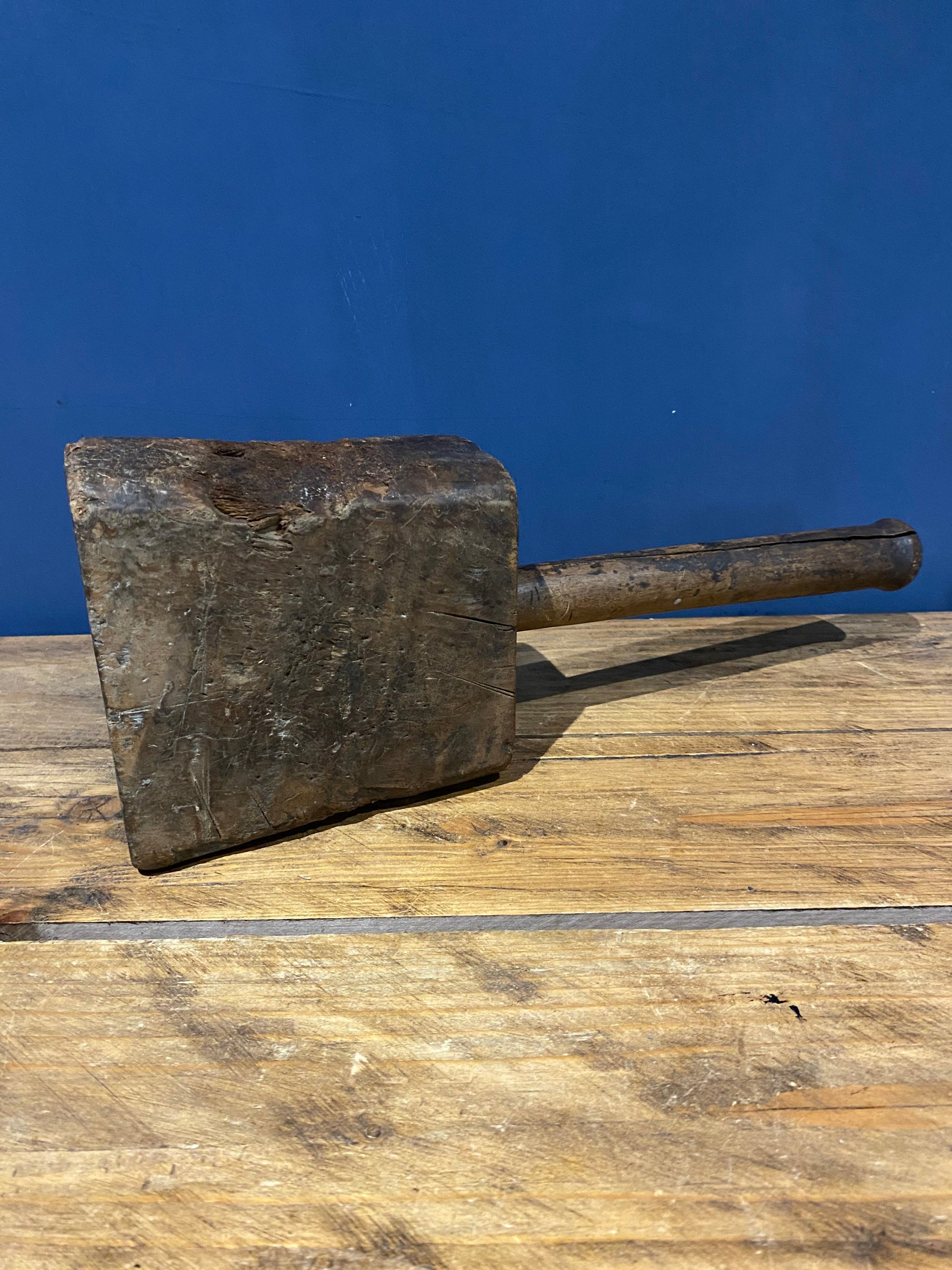 Large decorative well worn wooden mallet