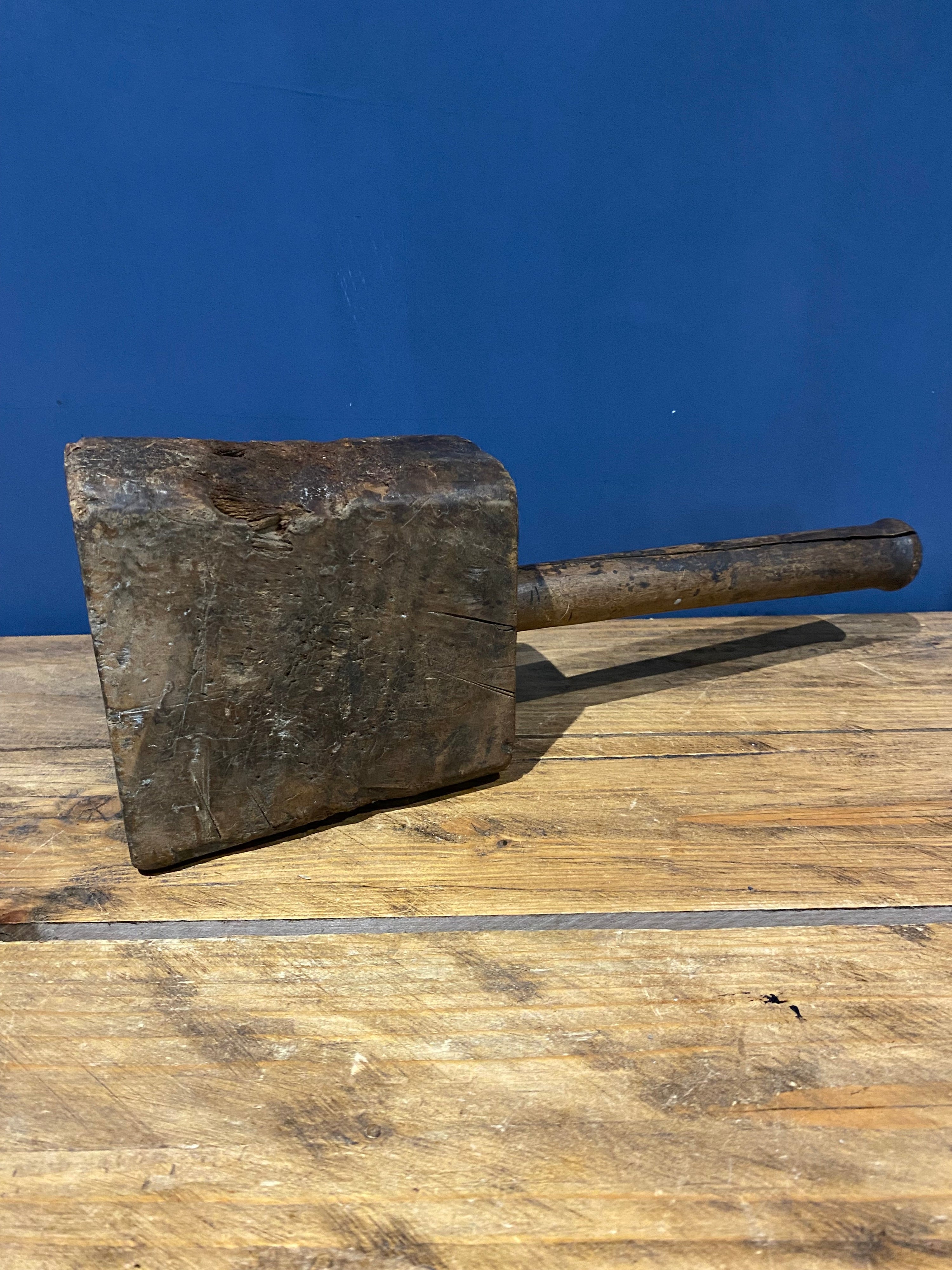 Large decorative well worn wooden mallet