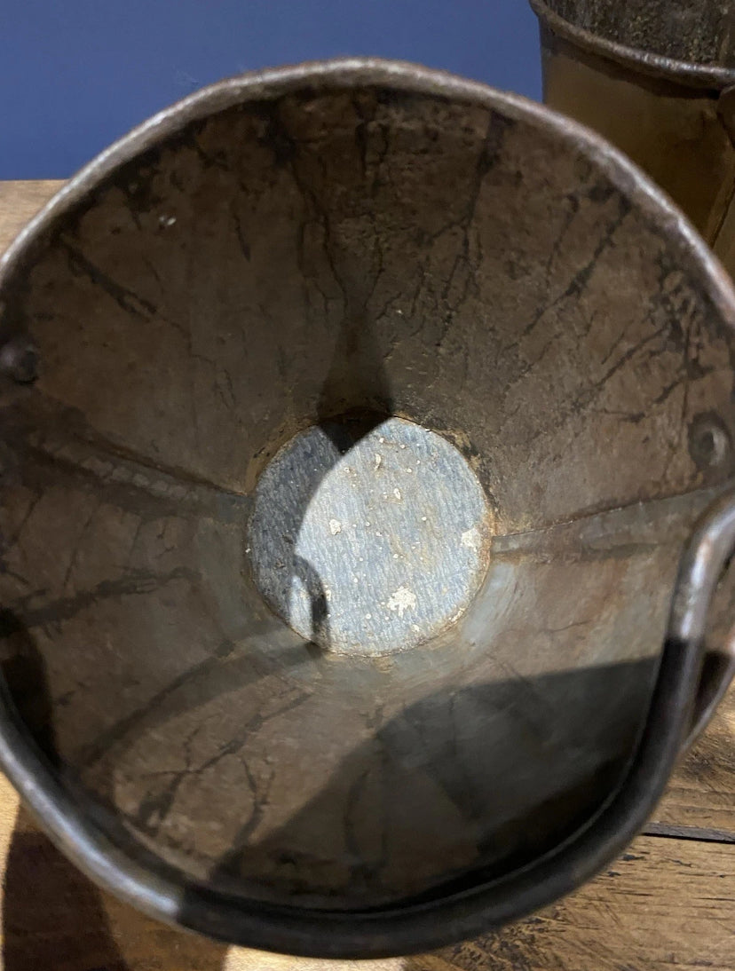 Vintage Small Galvanised/ Steel Buckets / Flower Buckets , Plenty Of Patina X3