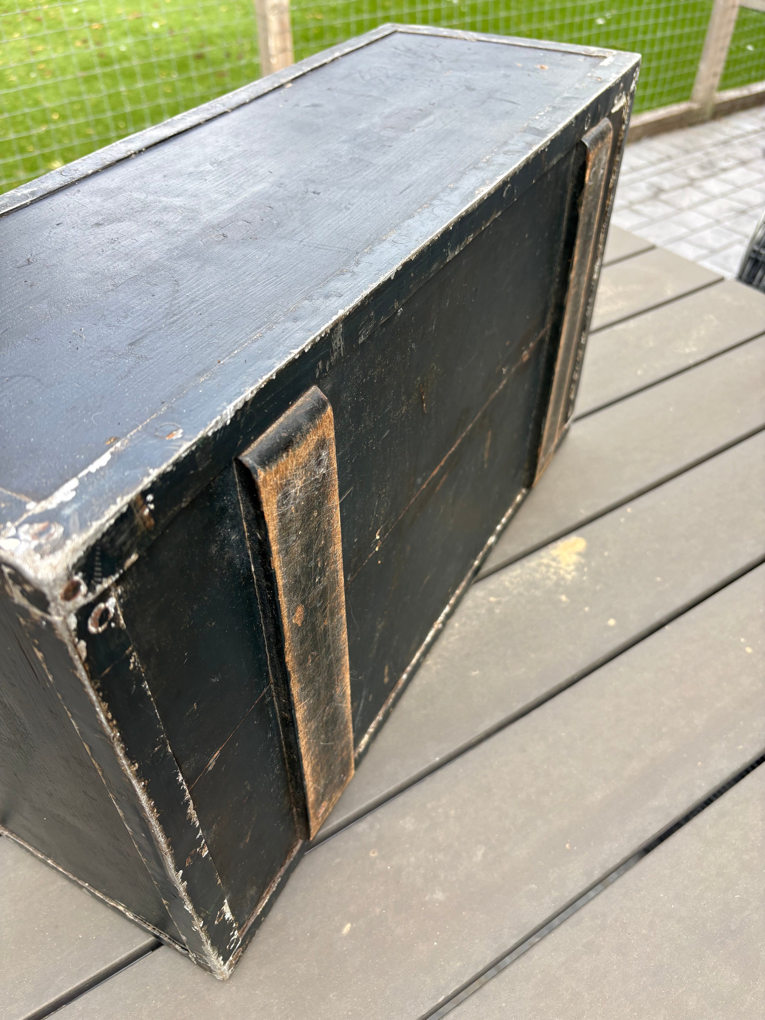 Vintage Wooden Toolbox/ Tool Chest. Metal Edges