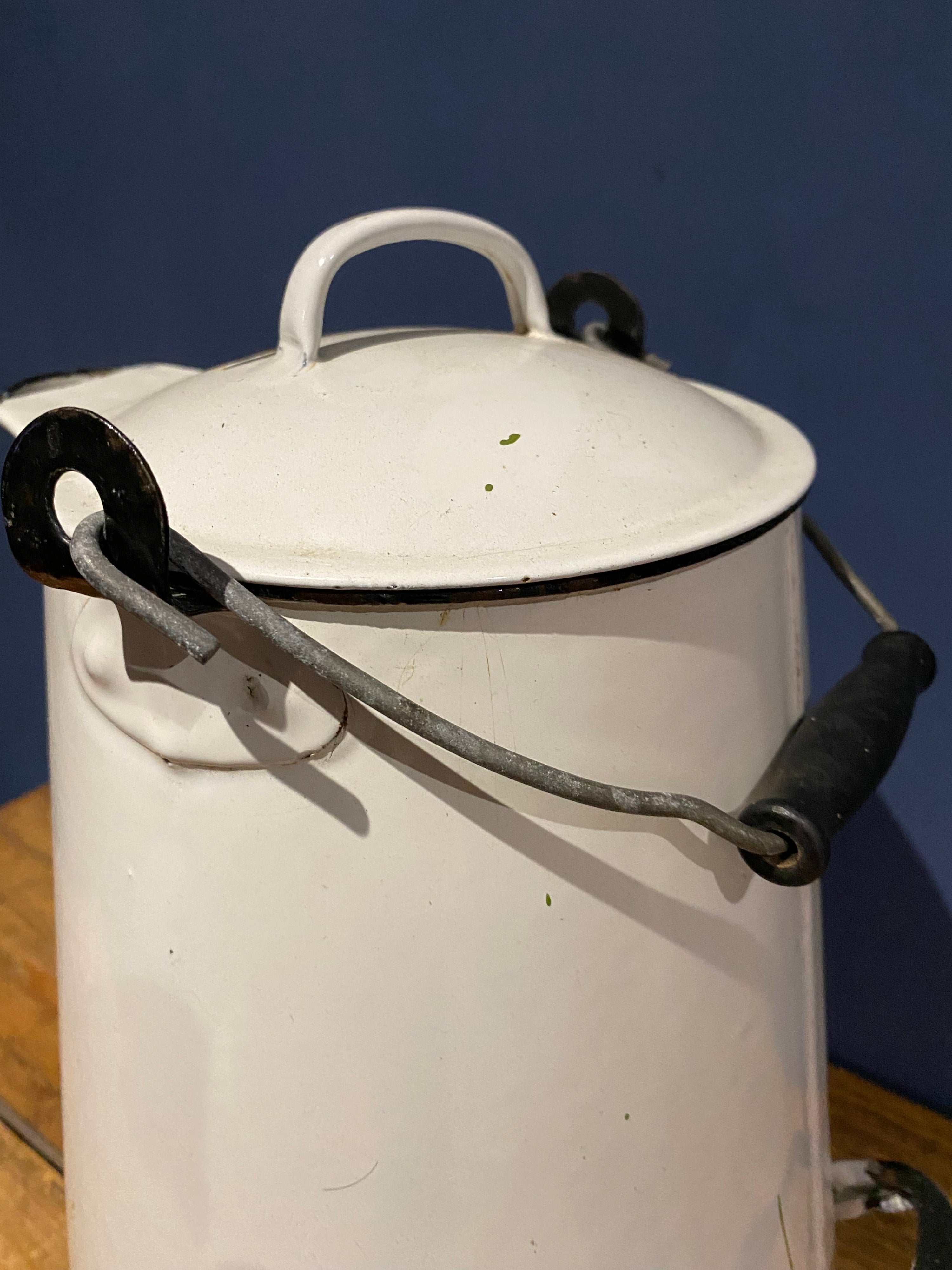 Extra Large Vintage French Enamel Coffee Pot / Water Jug / Milk Jug