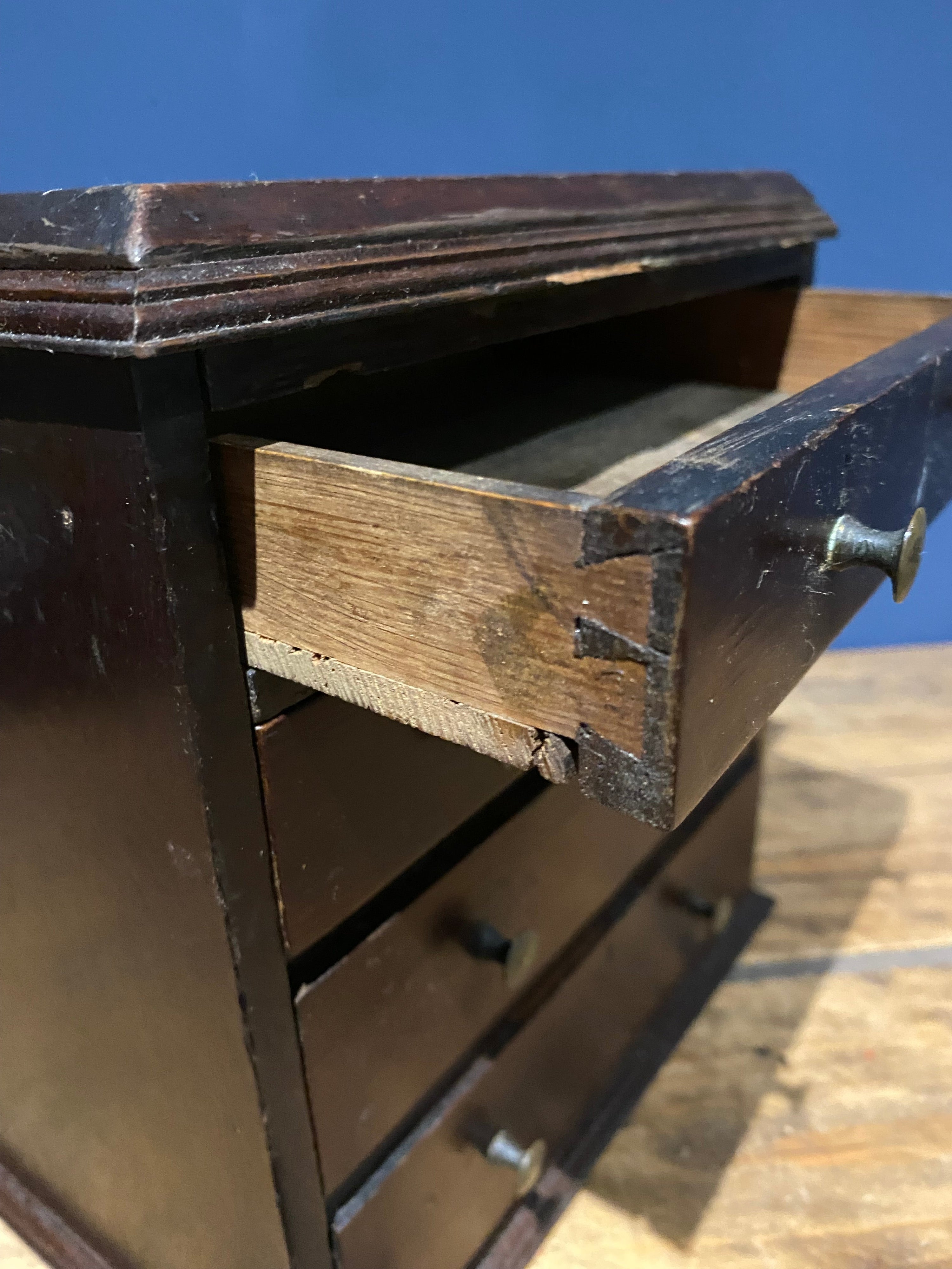 Antique Four Drawer Apprentice Piece/drawers Cabinet