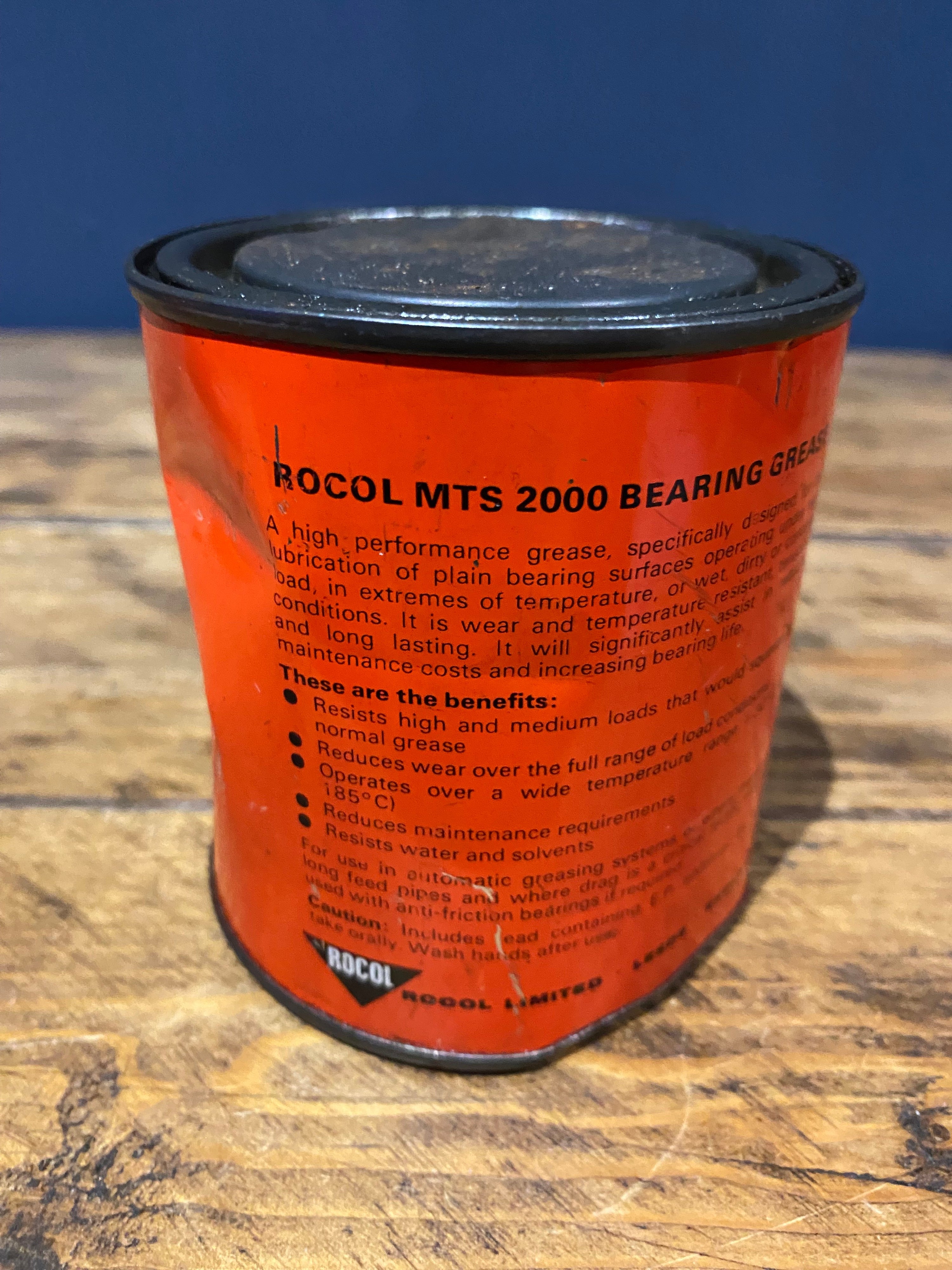 Vintage Rocol Advanced Lubricants Mts 2000 Bearing Grease Tin