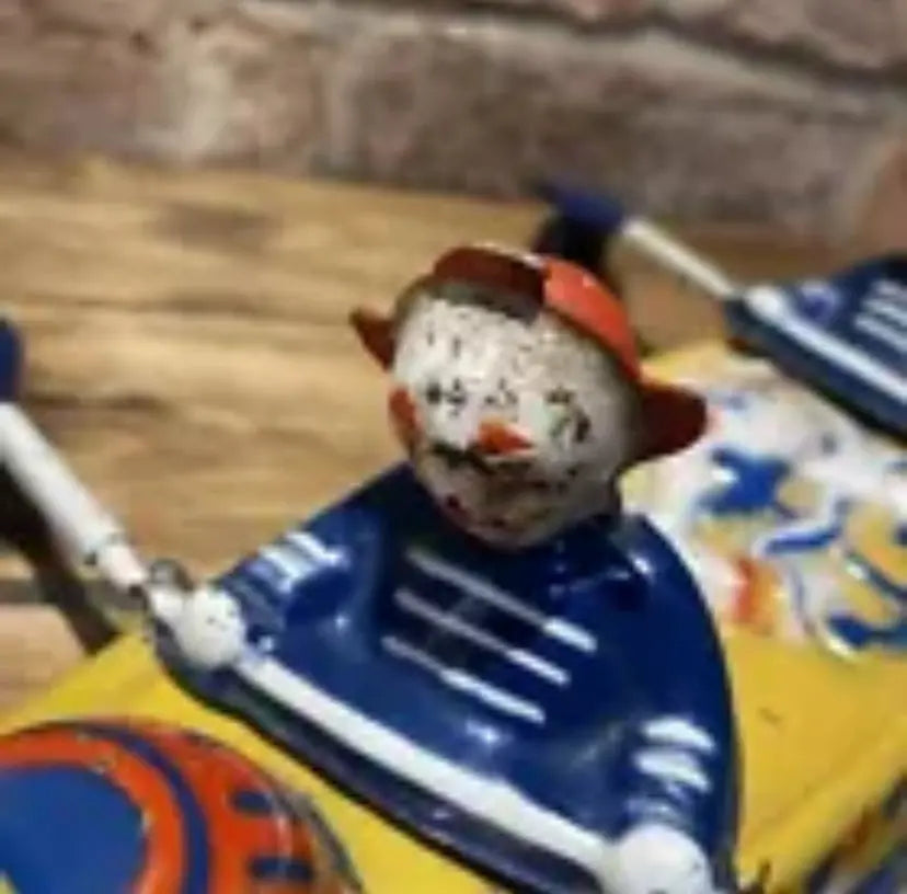 Rare Push Along Mobo Tinplate Canoe