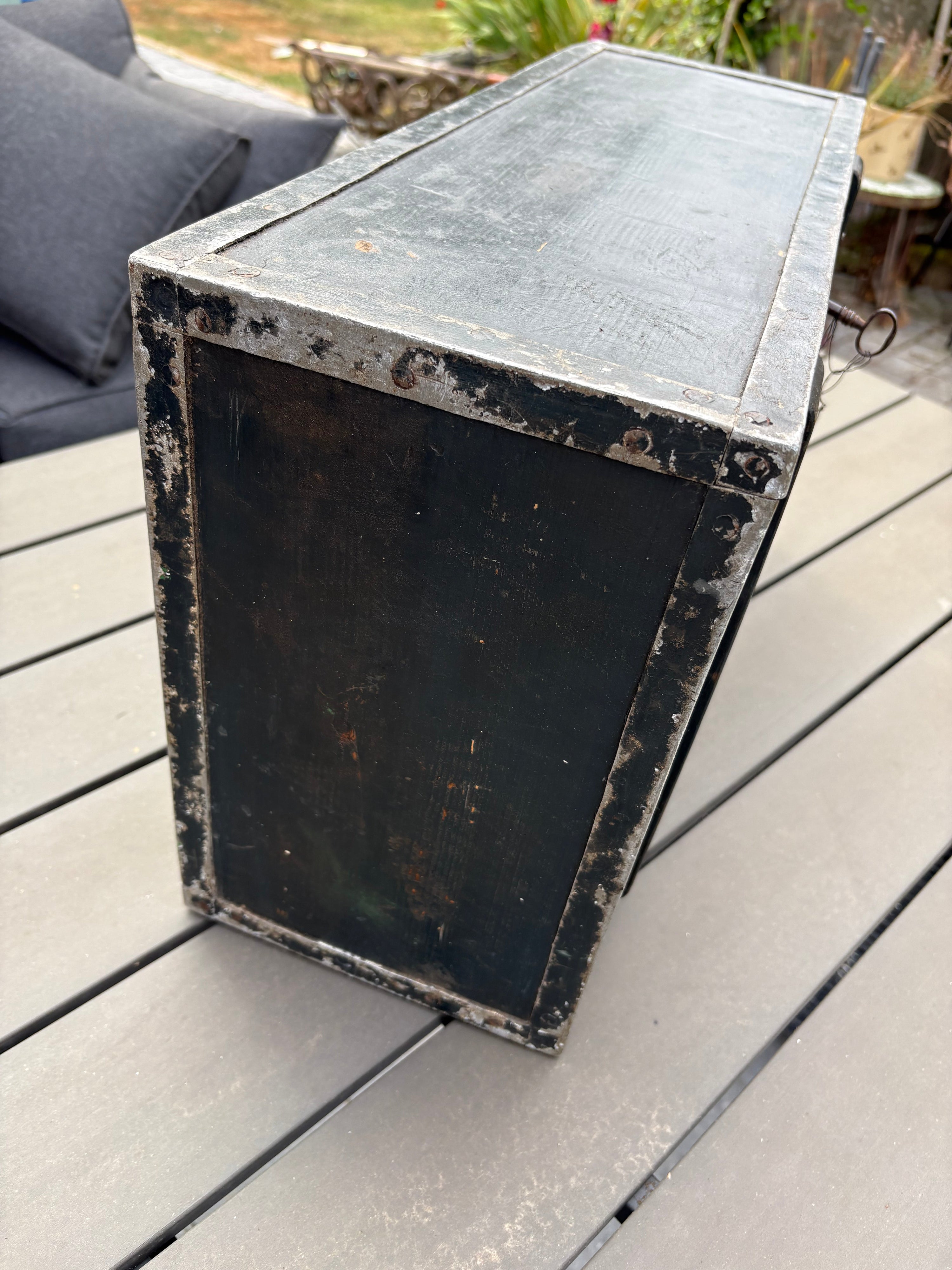 Vintage Wooden Toolbox/ Tool Chest. Metal Edges