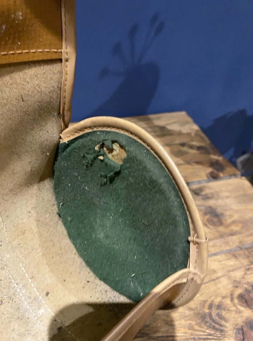 Pair Of Vintage Lawn Bowls Plus Bag , No3 Bias, 4 7/8.