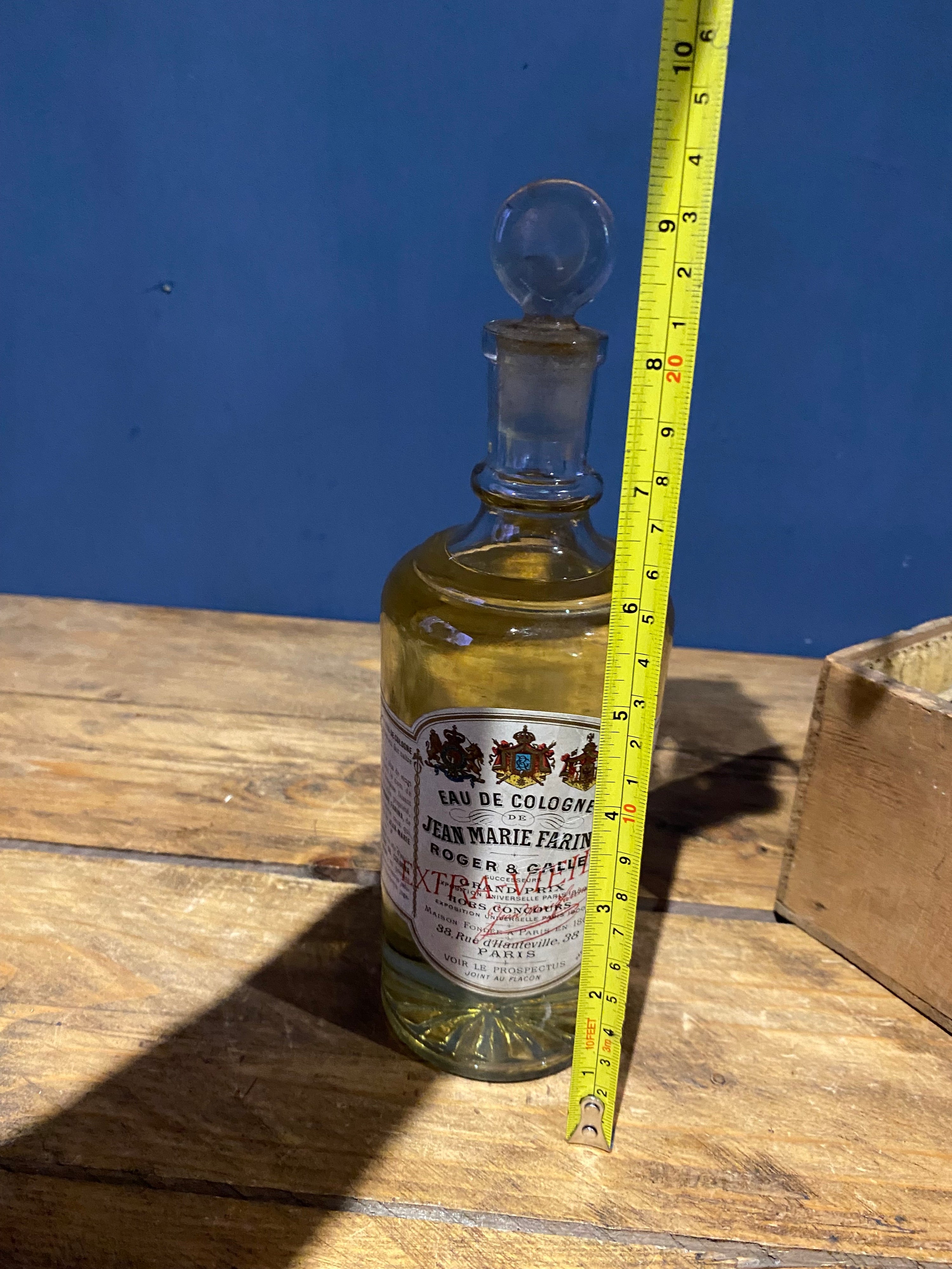 Antique Jean Marie Farina, Roger & Gallet , Eau De Cologne. Full Bottle, Rare