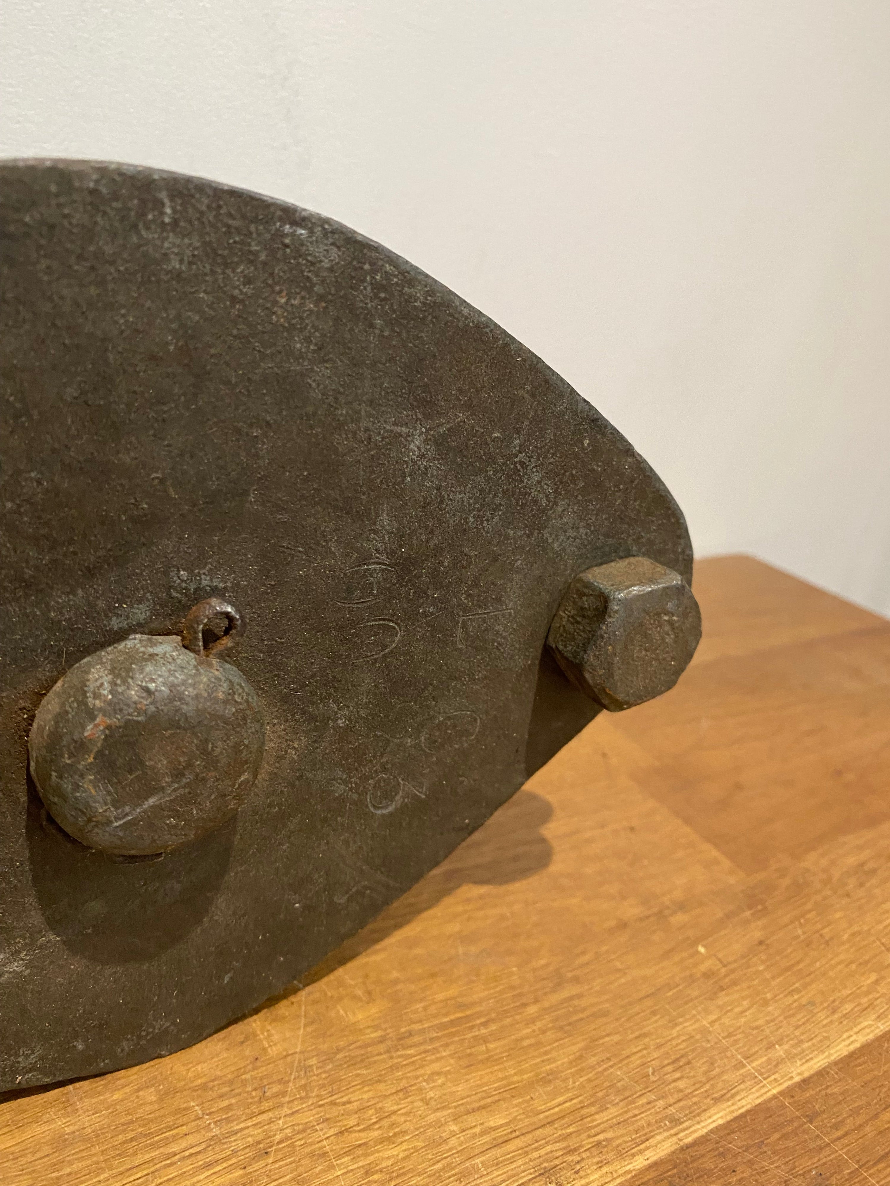 Large heavy industrial block and tackle, pulley wheel