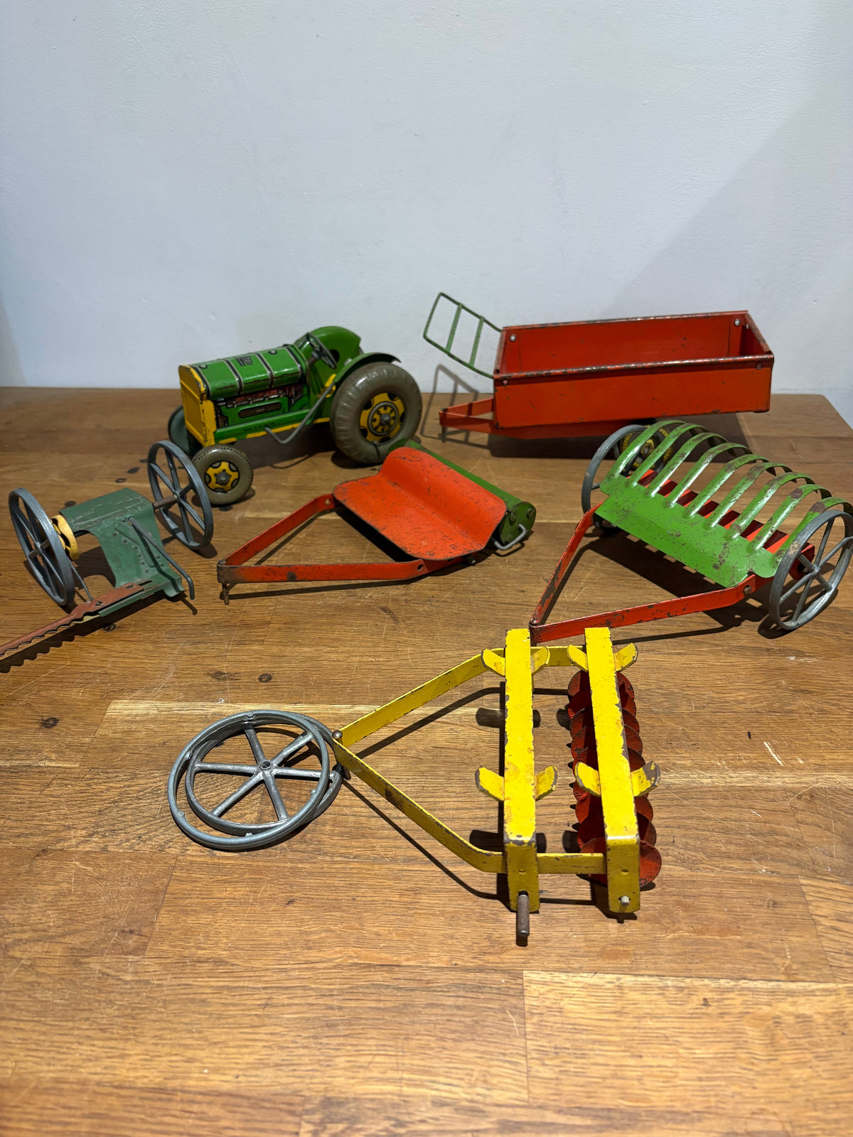 Vintage Mettoy Tin Plate Tractor And Trailer And Other Bits, Spares Or Repairs