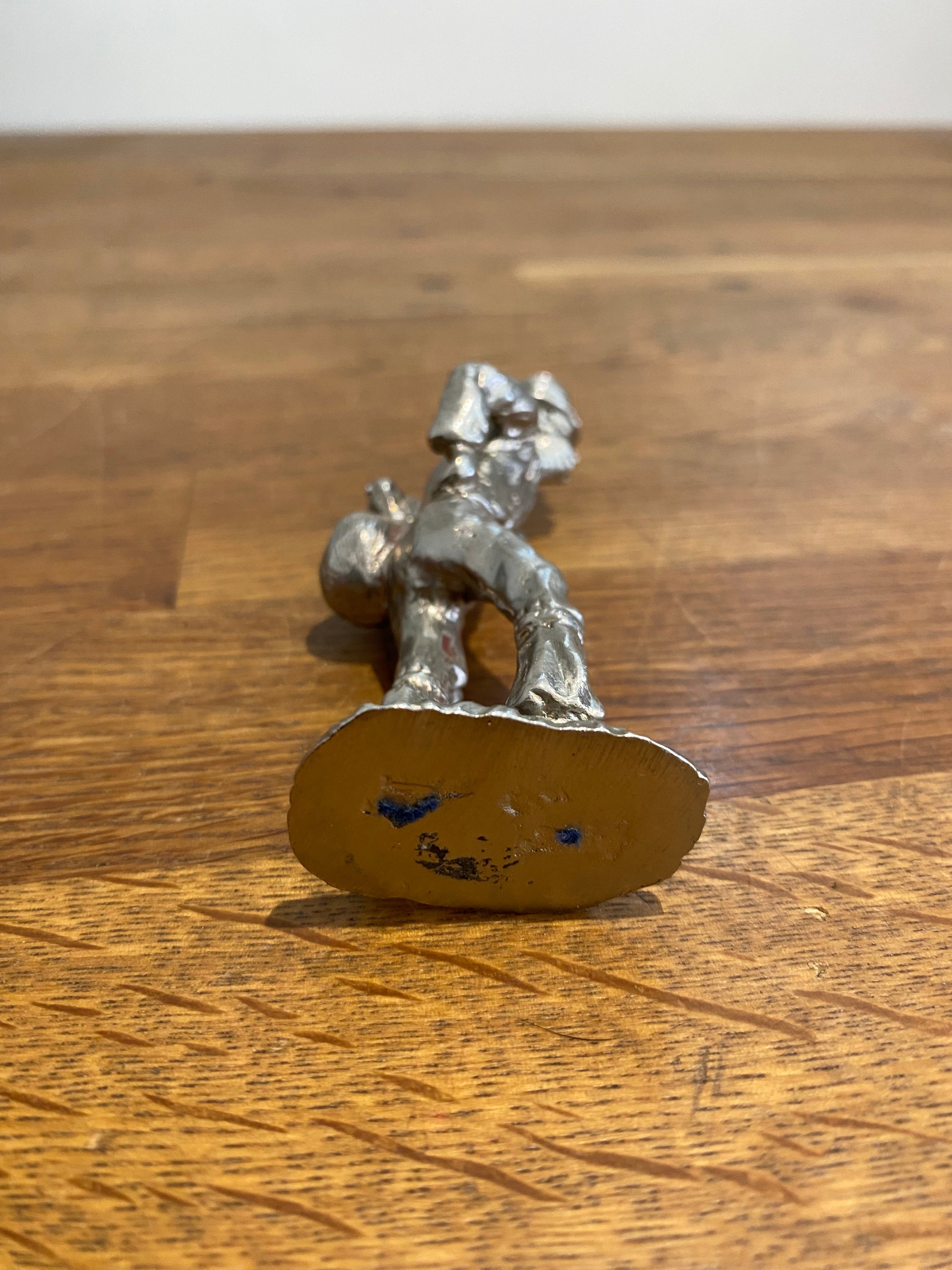 Plated Metal 4” Figure Of A Victorian Man With Travelling Bag