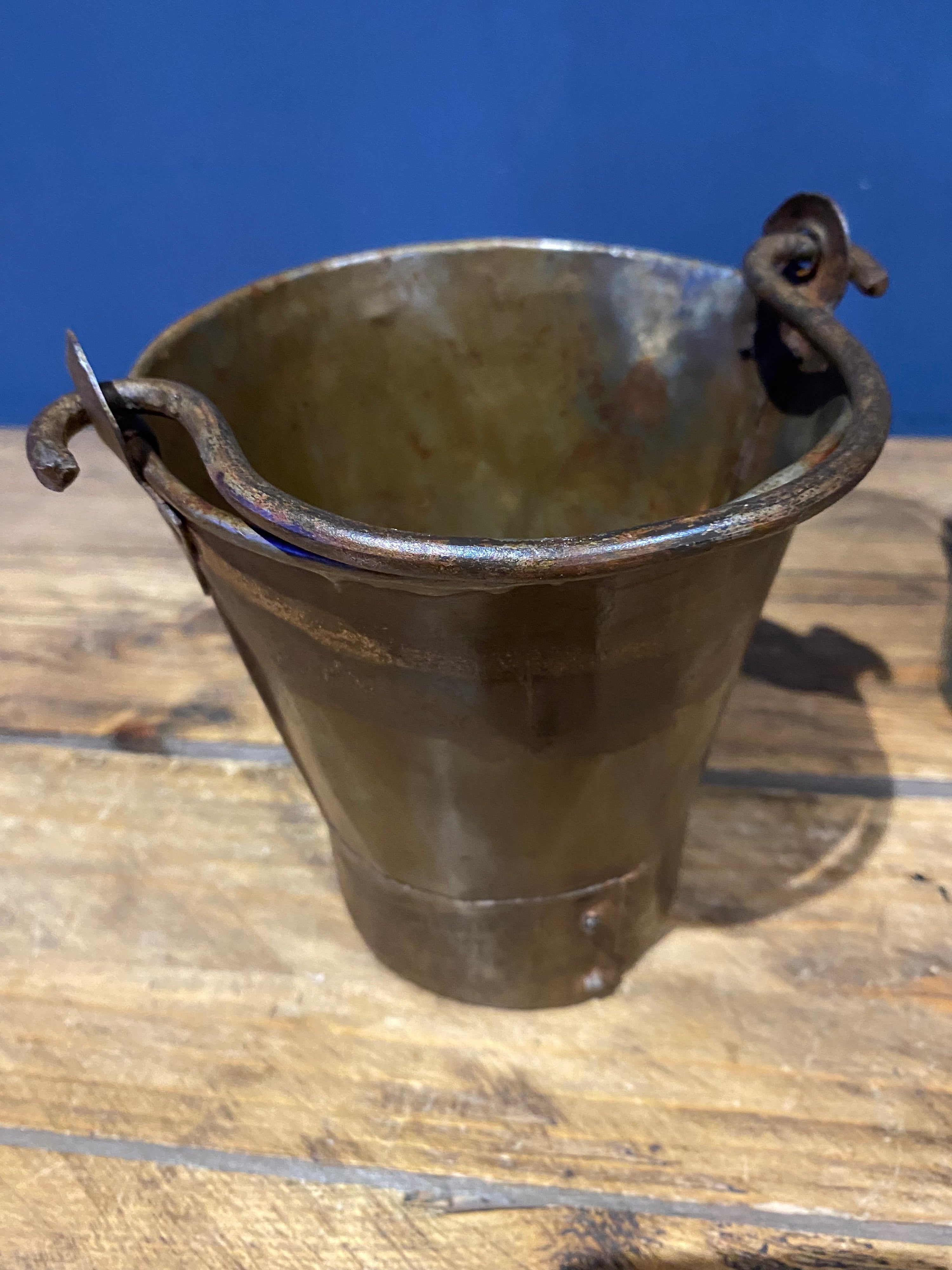 Vintage Small Galvanised/ Steel Buckets / Flower Buckets , Plenty Of Patina X3
