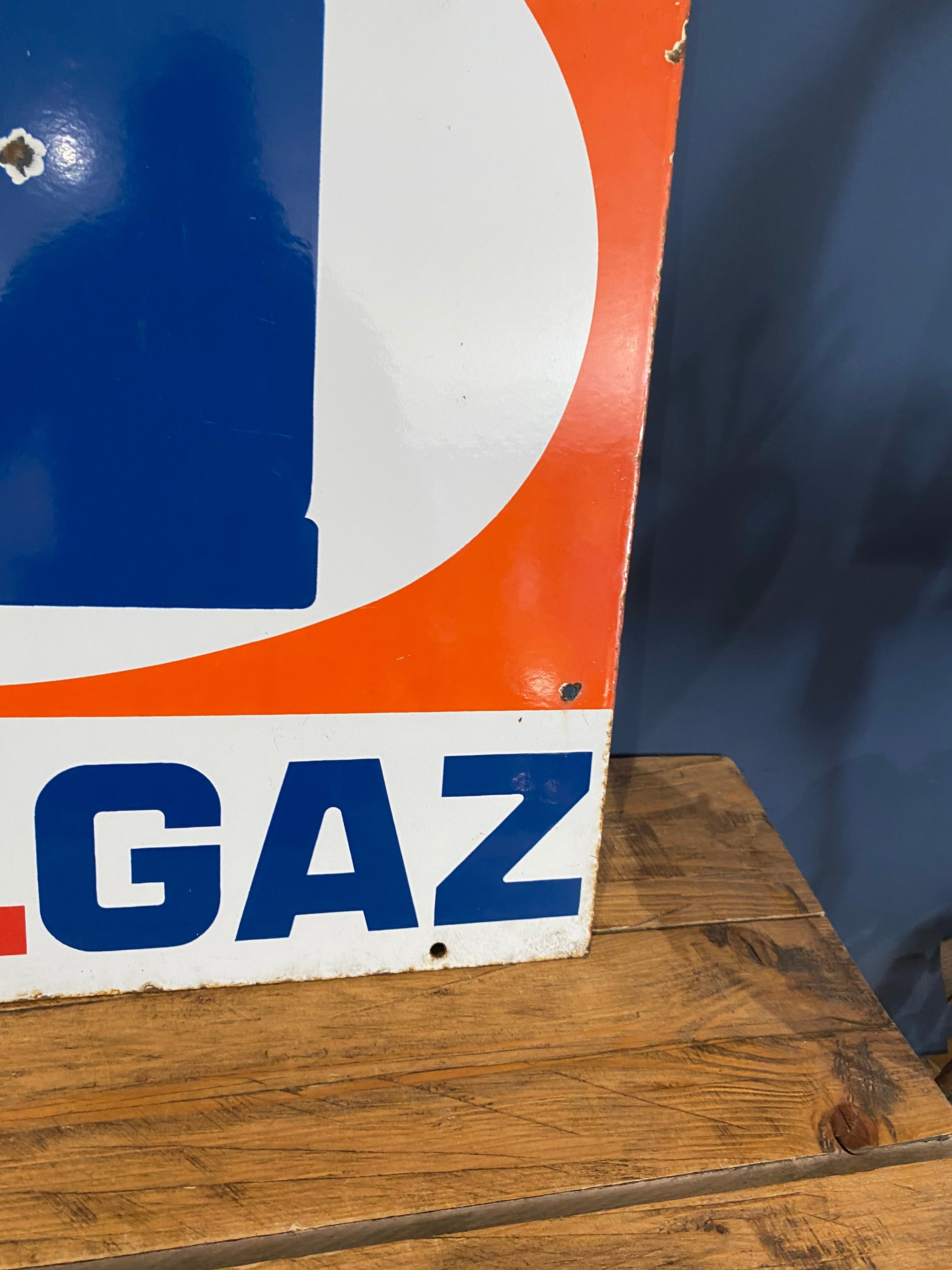 Vintage 1970’s Total Gaz double sided enamel sign