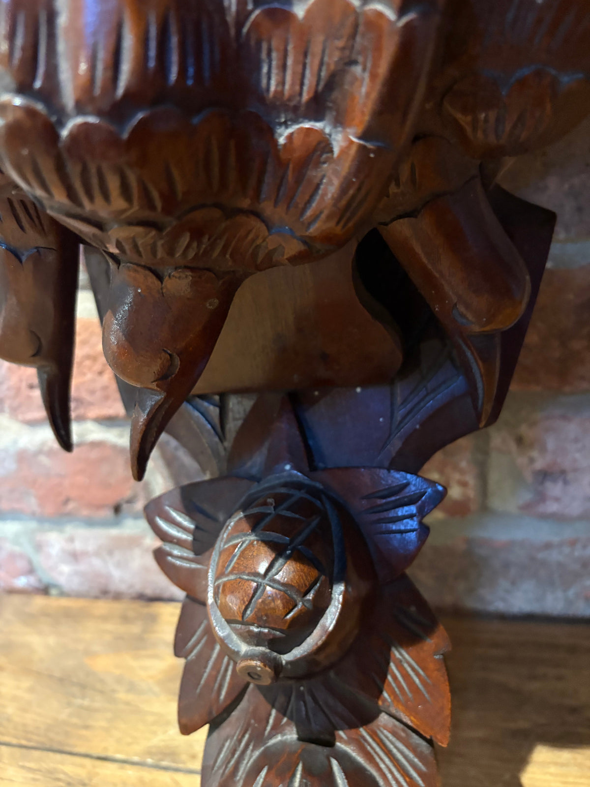 Antique Carved Wood Shelf , Clock Shelf , Austrian . Black forest?