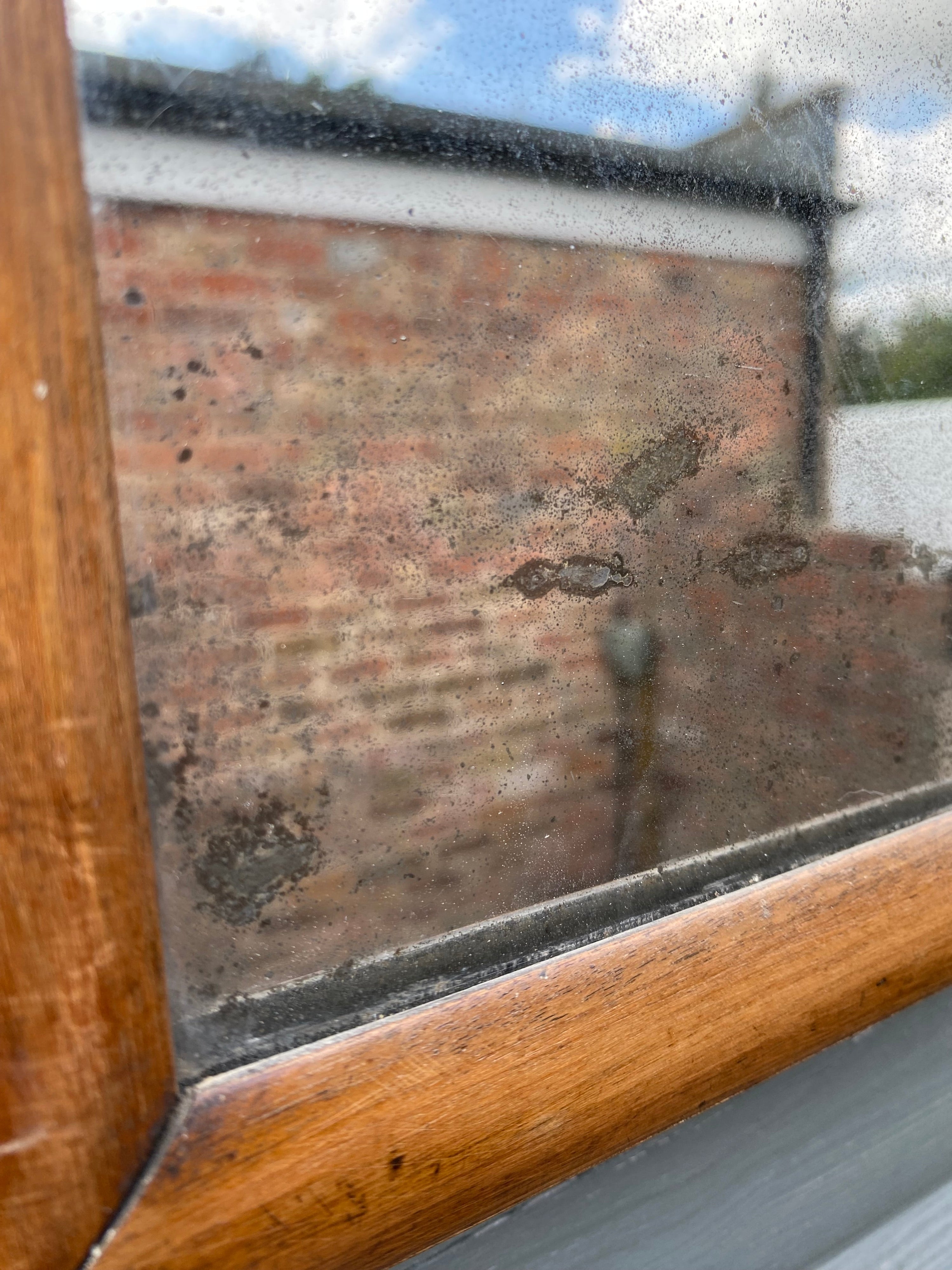 Well Worn Antique Wall Mirror, Aged Mirror