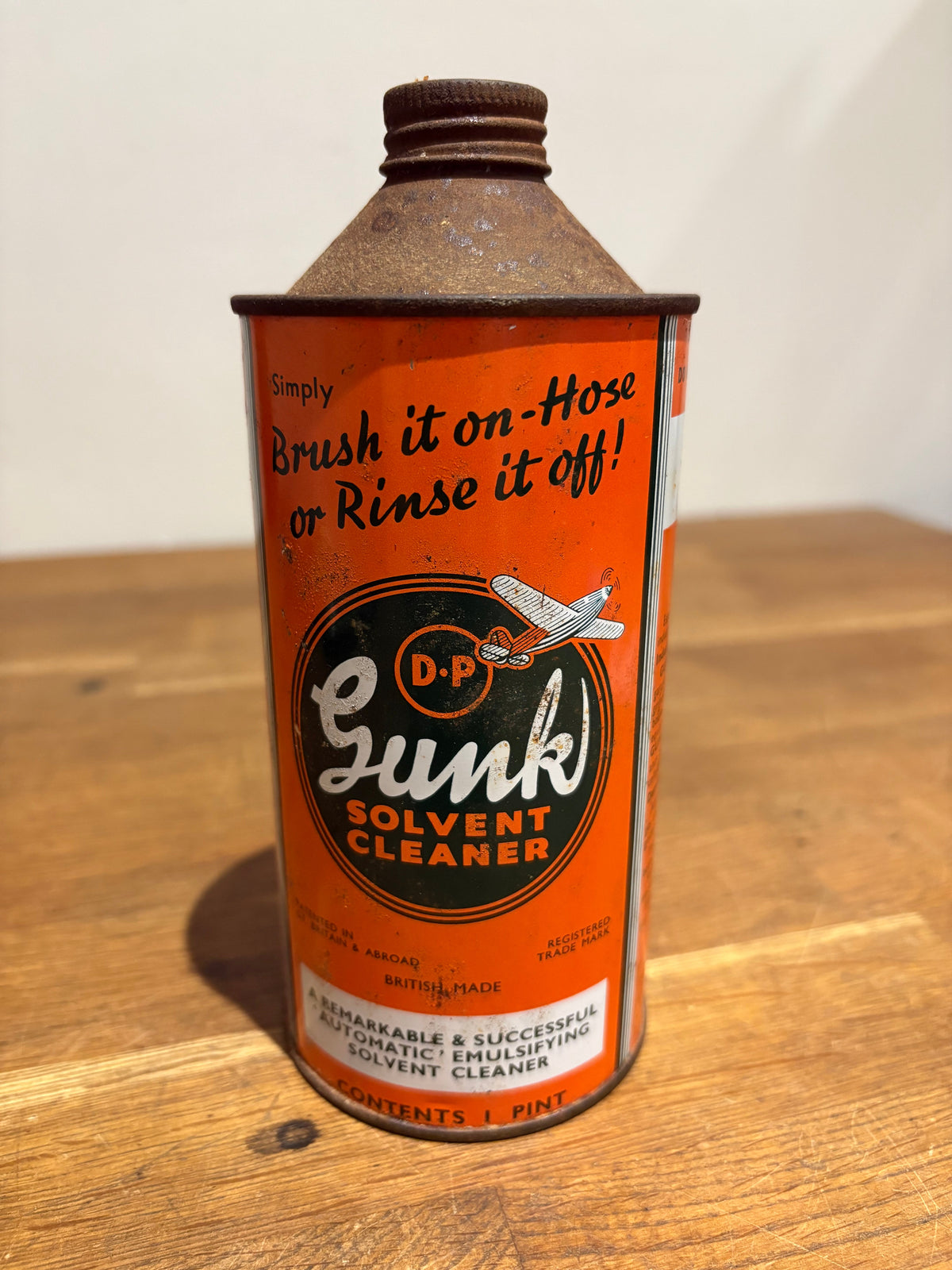 Vintage DP Gunk Solvent Cleaner Tin , 1 Pint Can