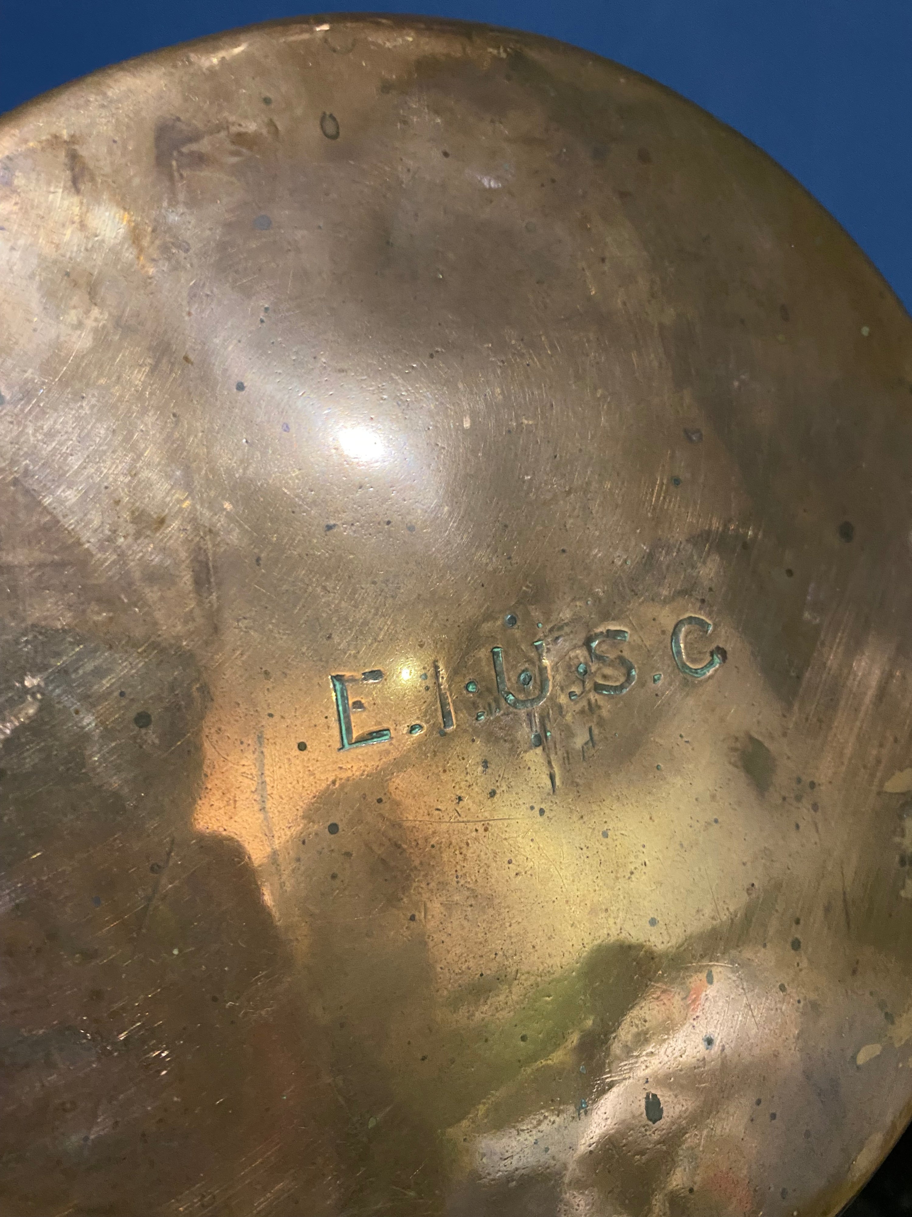 Large Heavy Antique Copper Water Urn , E.I.U.S.C. Stamped In It.