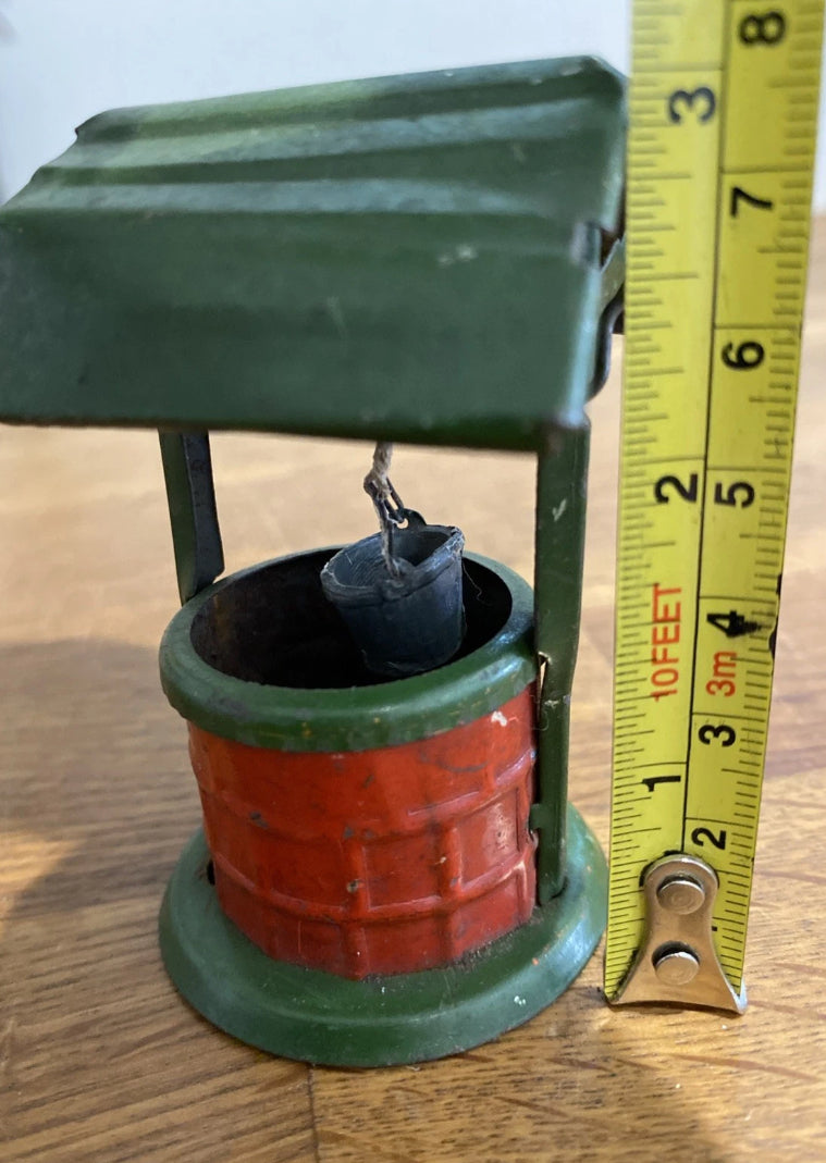 Vintage Tin Plate Toy Well , Wishing Well , Garden Well