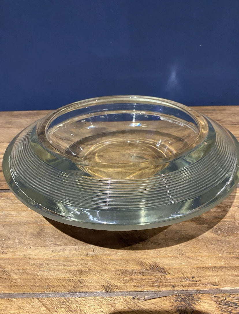 Vintage Heavy Glass Runway Light Lense, Use As An Unusual Fruit Bowl For Example