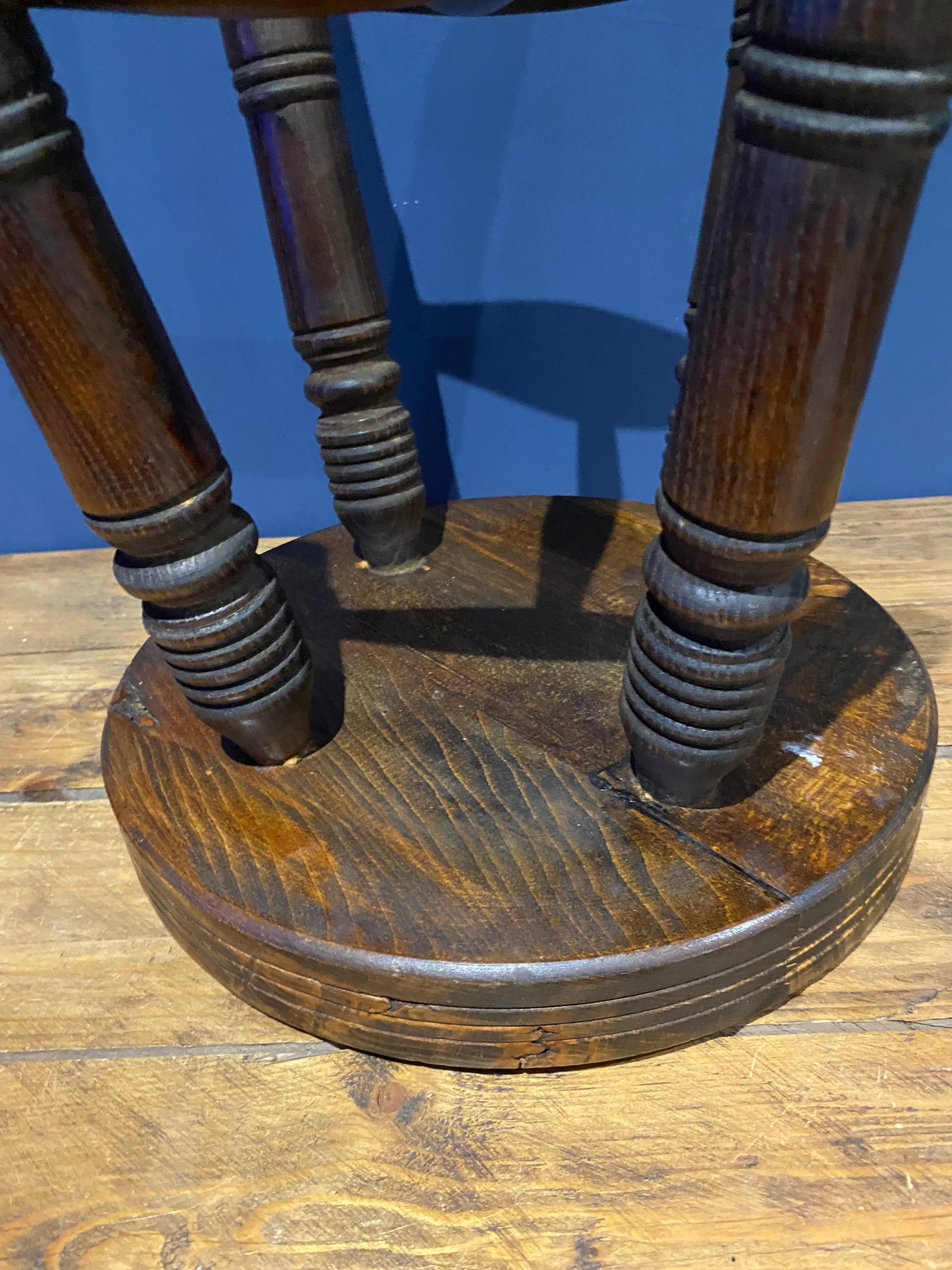 Antique Oak Stool with Beautiful Grain And Patina